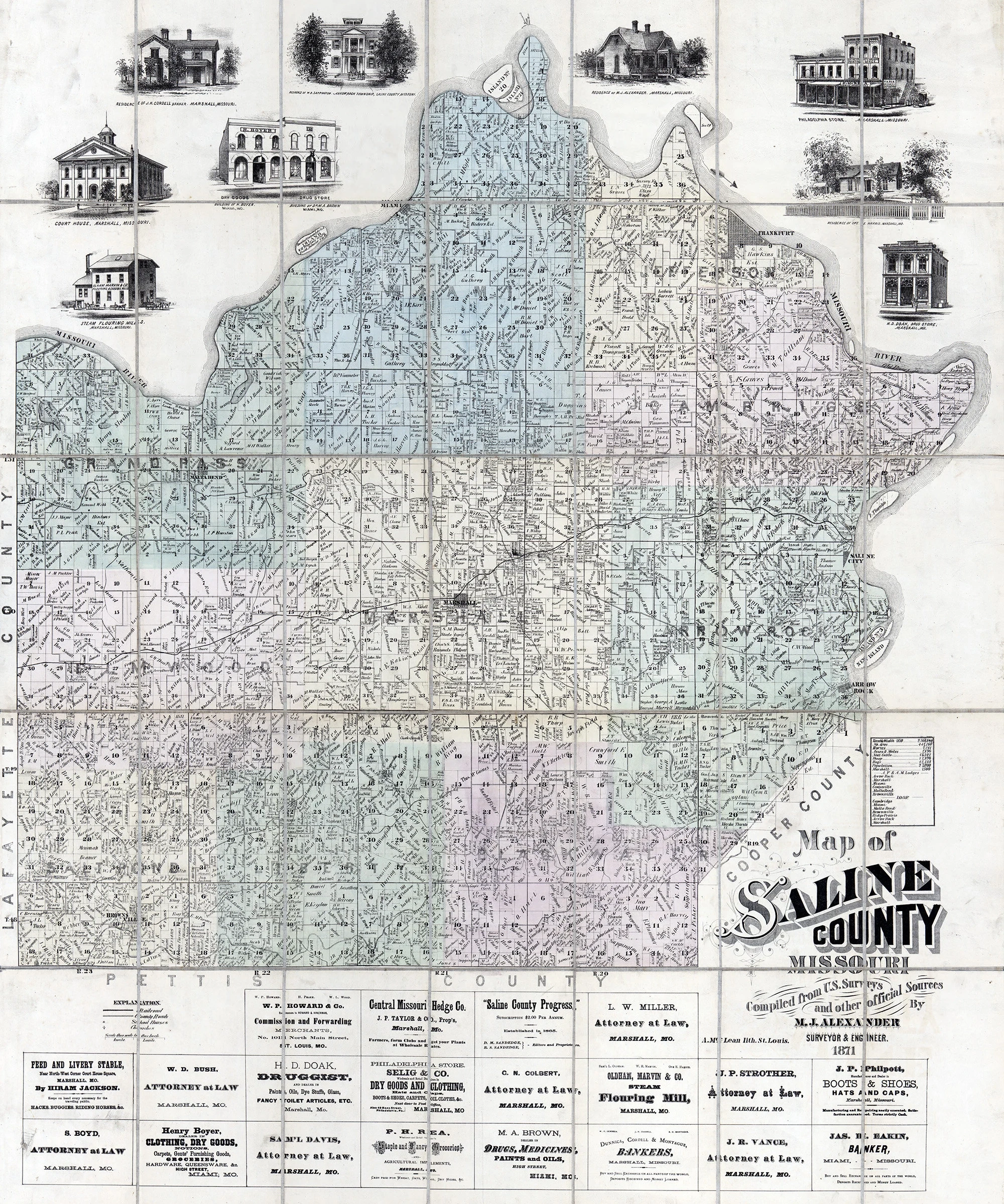 1871 Map Of Saline County Missouri Etsy Ireland 1871 Map Of Saline County Missouri Etsy Ireland