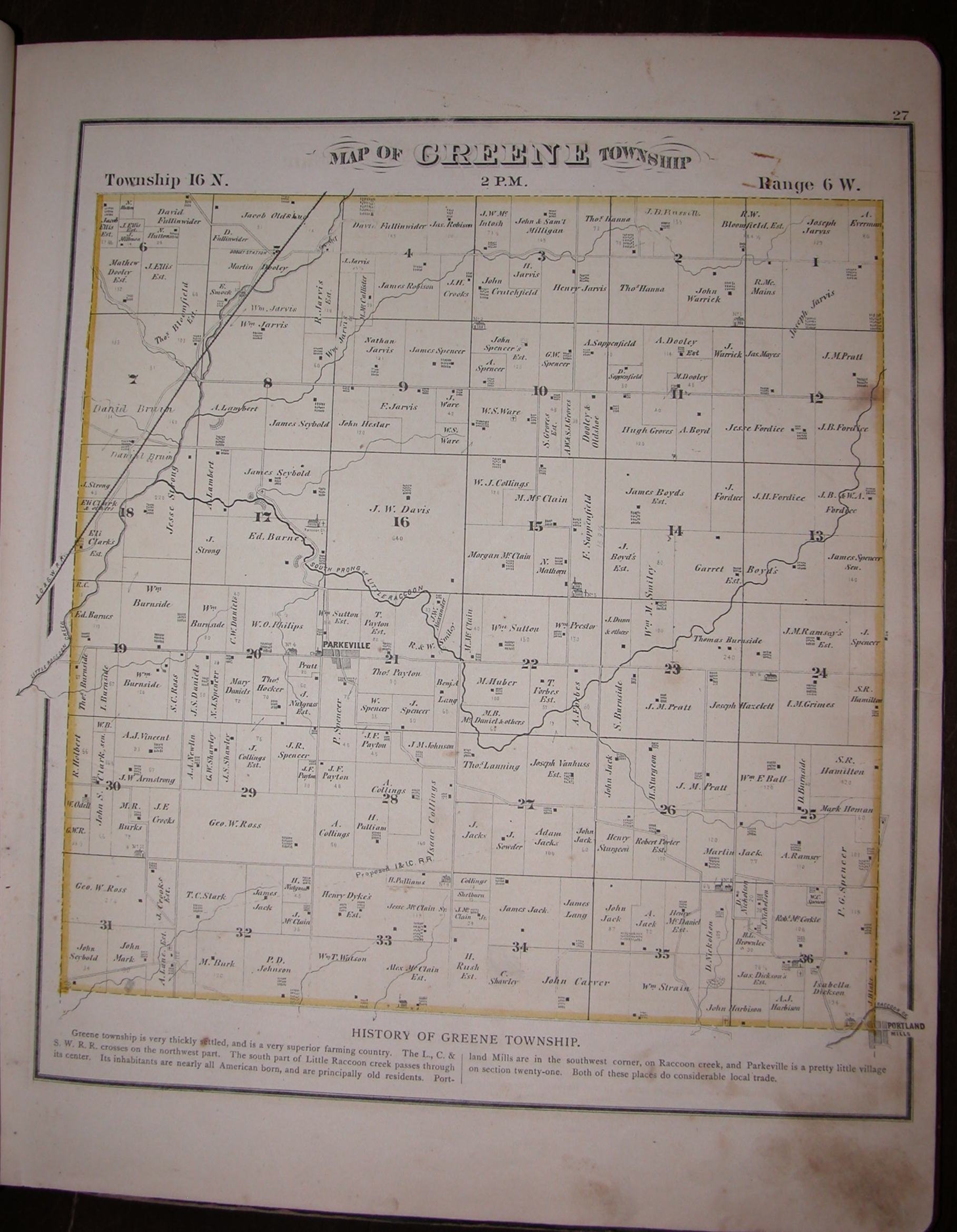 1874 Atlas Parke County Indiana 1874 Atlas Parke County Indiana