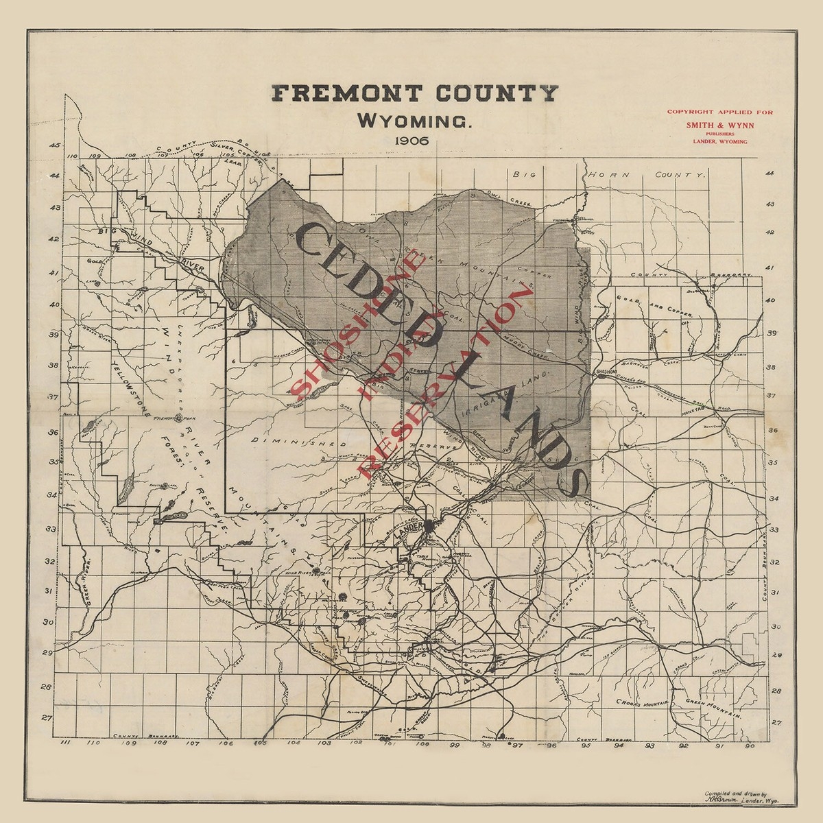1906 Map Of Fremont County Wyoming EBay