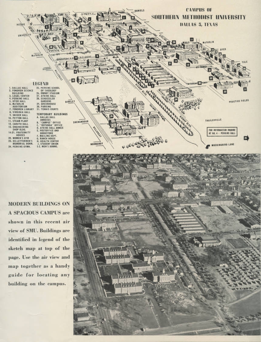 1952 SMU Campus Map And Aerial Photograph SMU Campus Memories SMU Digital Collections