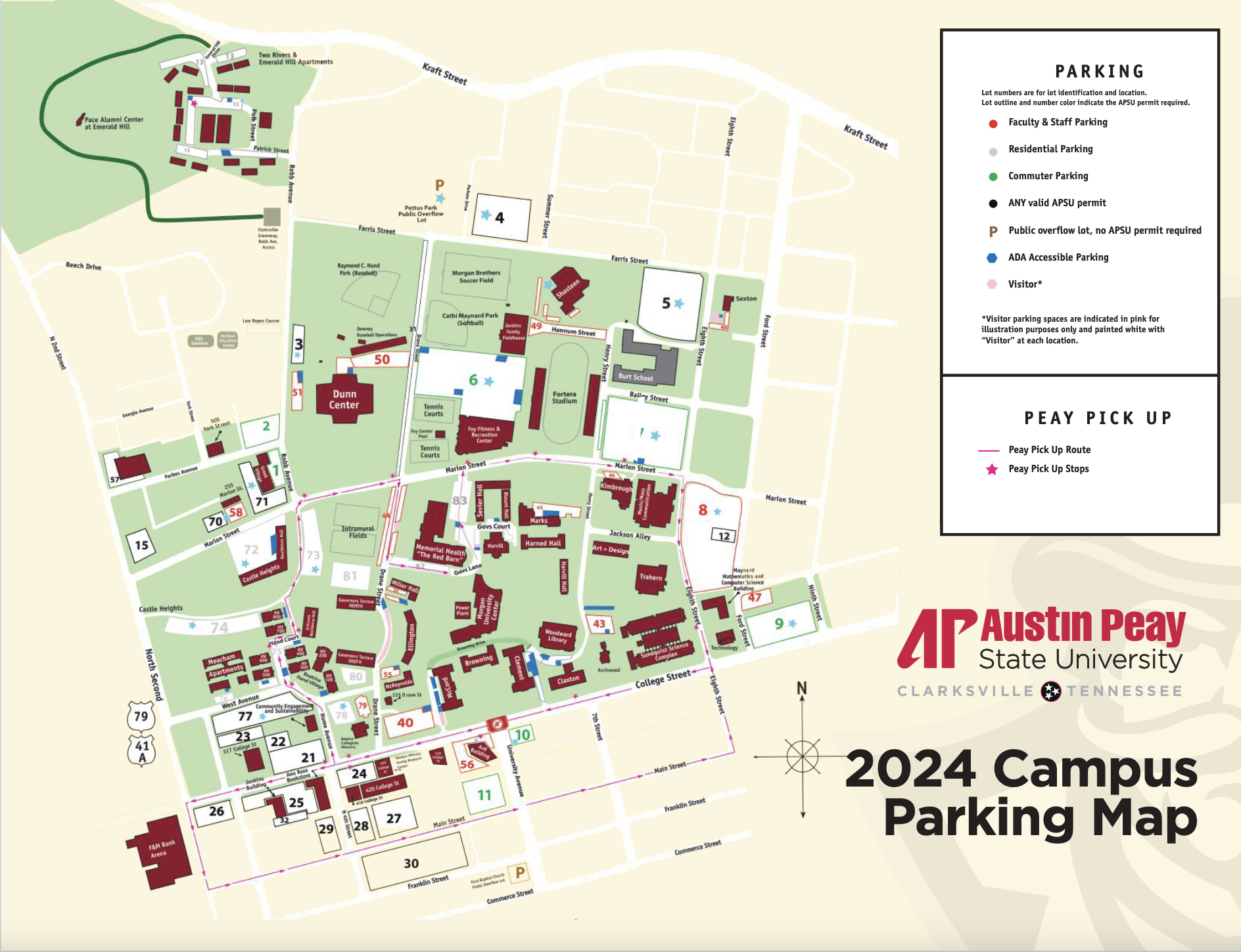 2024 Austin Peay State University Campus Parking Map Clarksville Online Clarksville News Sports Events And Information
