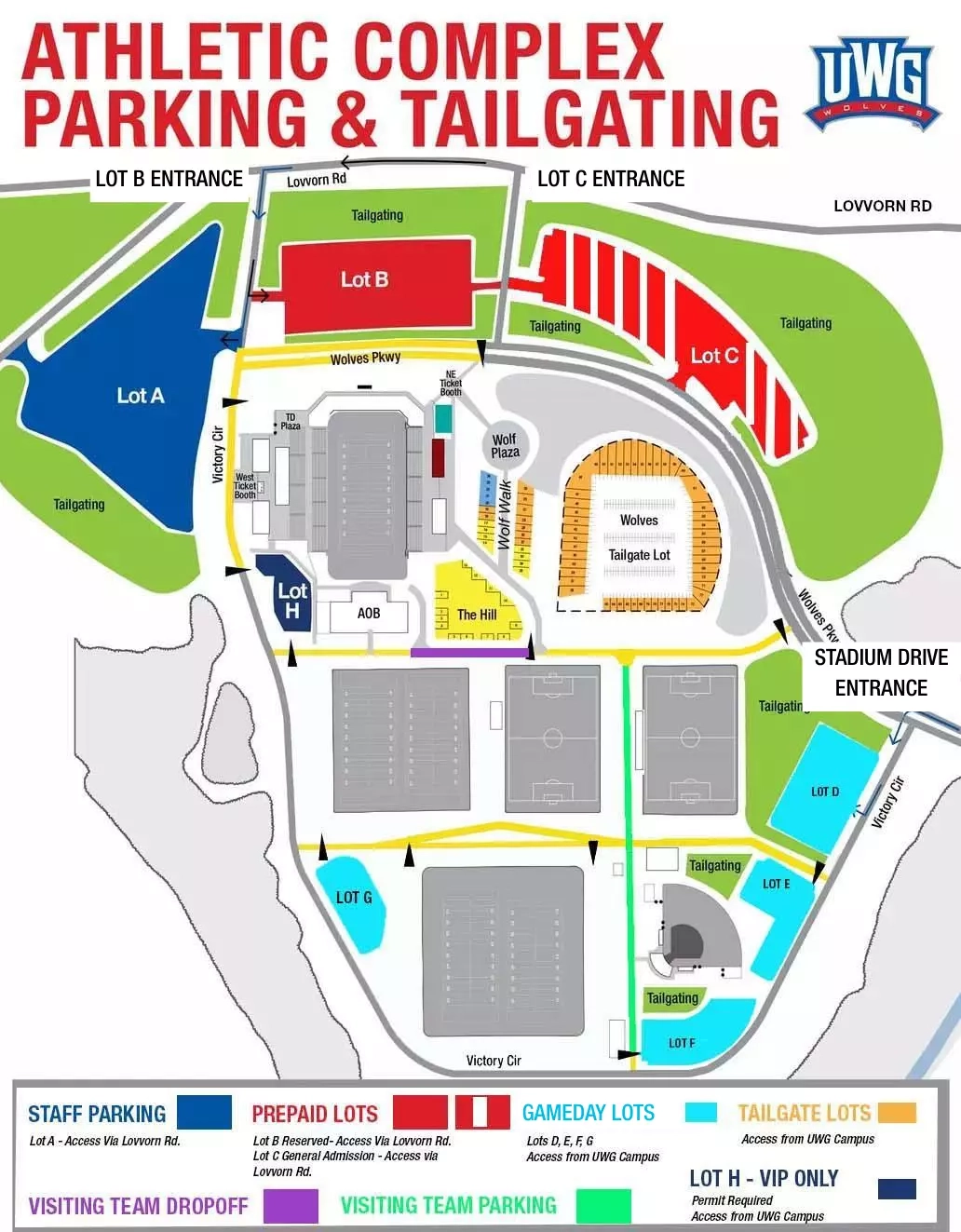 2025 Parking Map UWG Wolves Athletic Programs Official Athletics Site