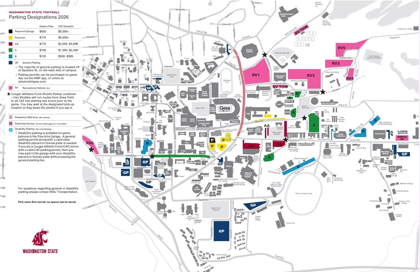 2026 Football Ticket Parking Information Washington State University Athletics