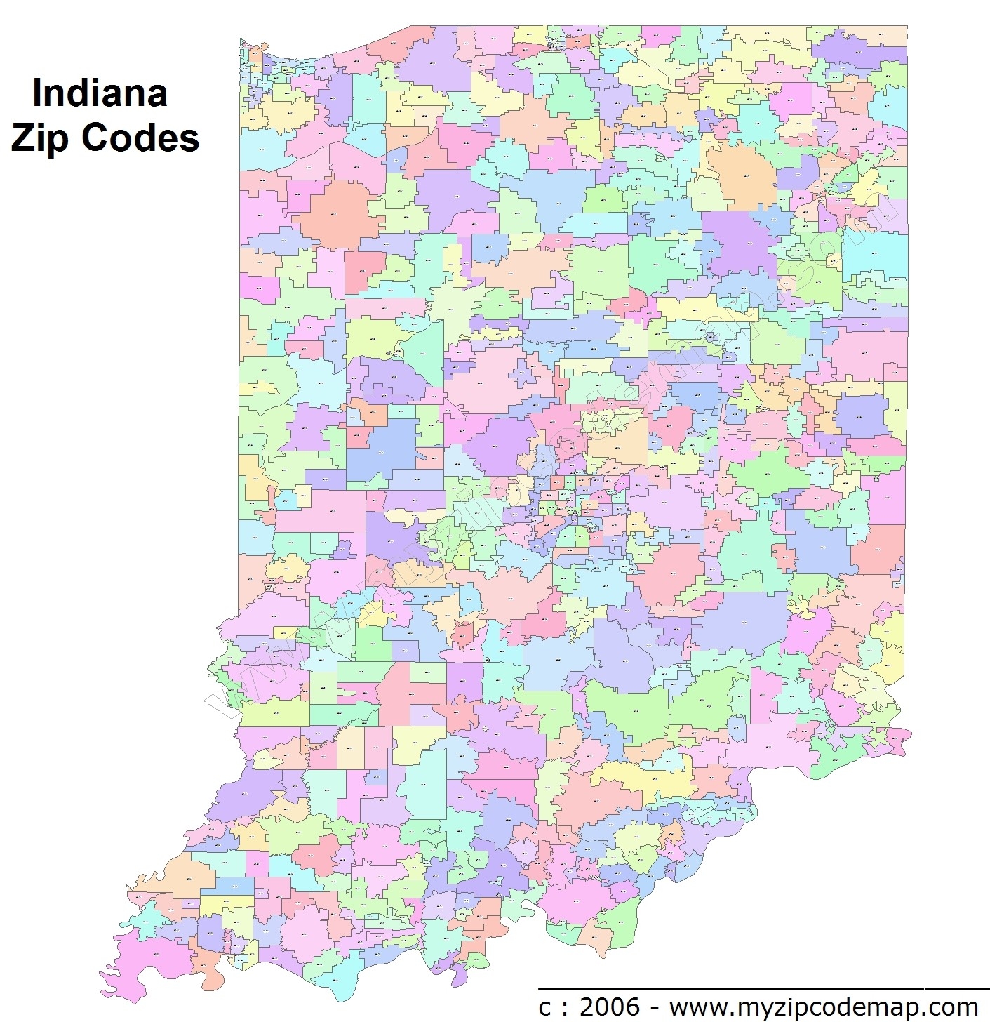 indiana county map with zip codes