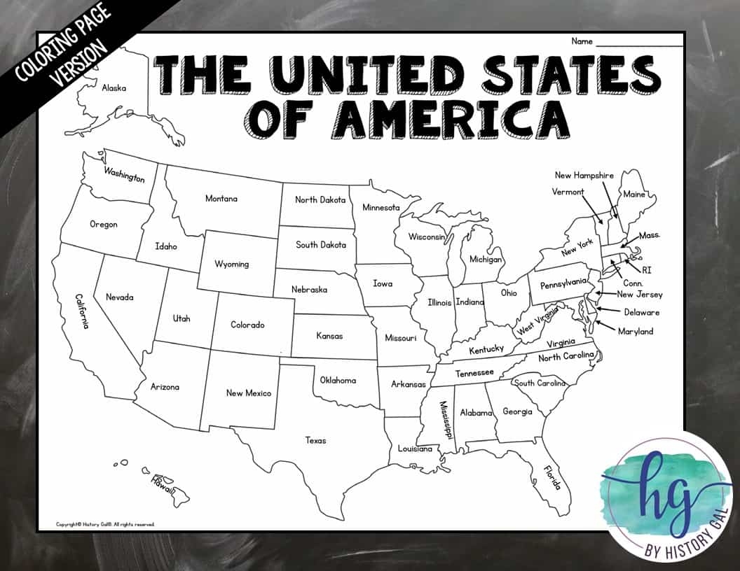 50 states and capitals map printable