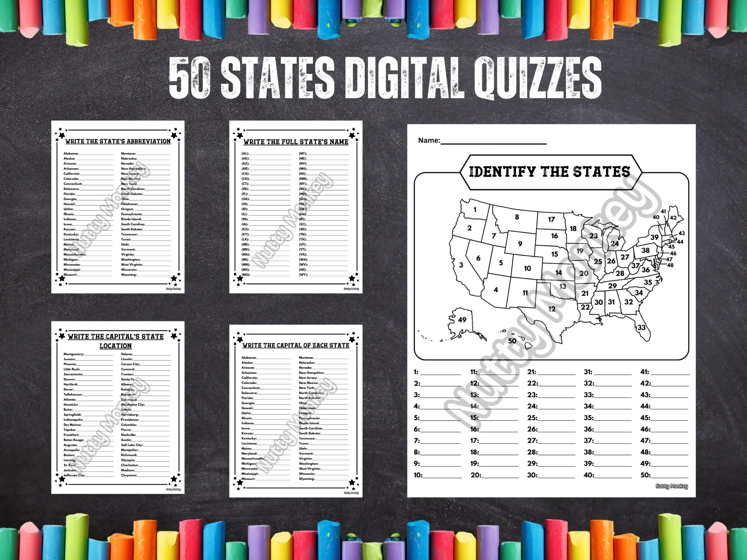 united states map quiz printable