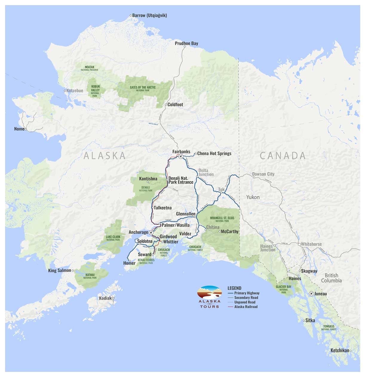 Alaska Travel Destinations National Parks Regions Cities Map Alaska Travel Destinations National Parks Regions Cities Map