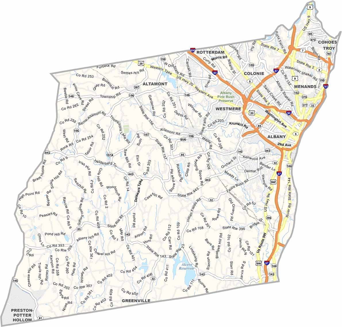 Albany County Map New York US County Maps