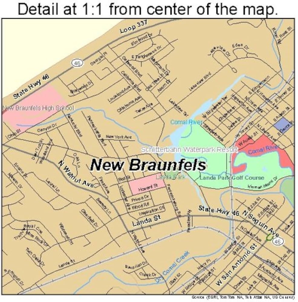 Amazon Large Street Road Map Of New Braunfels Texas TX Printed Poster Size Wall Atlas Of Your Home Town 