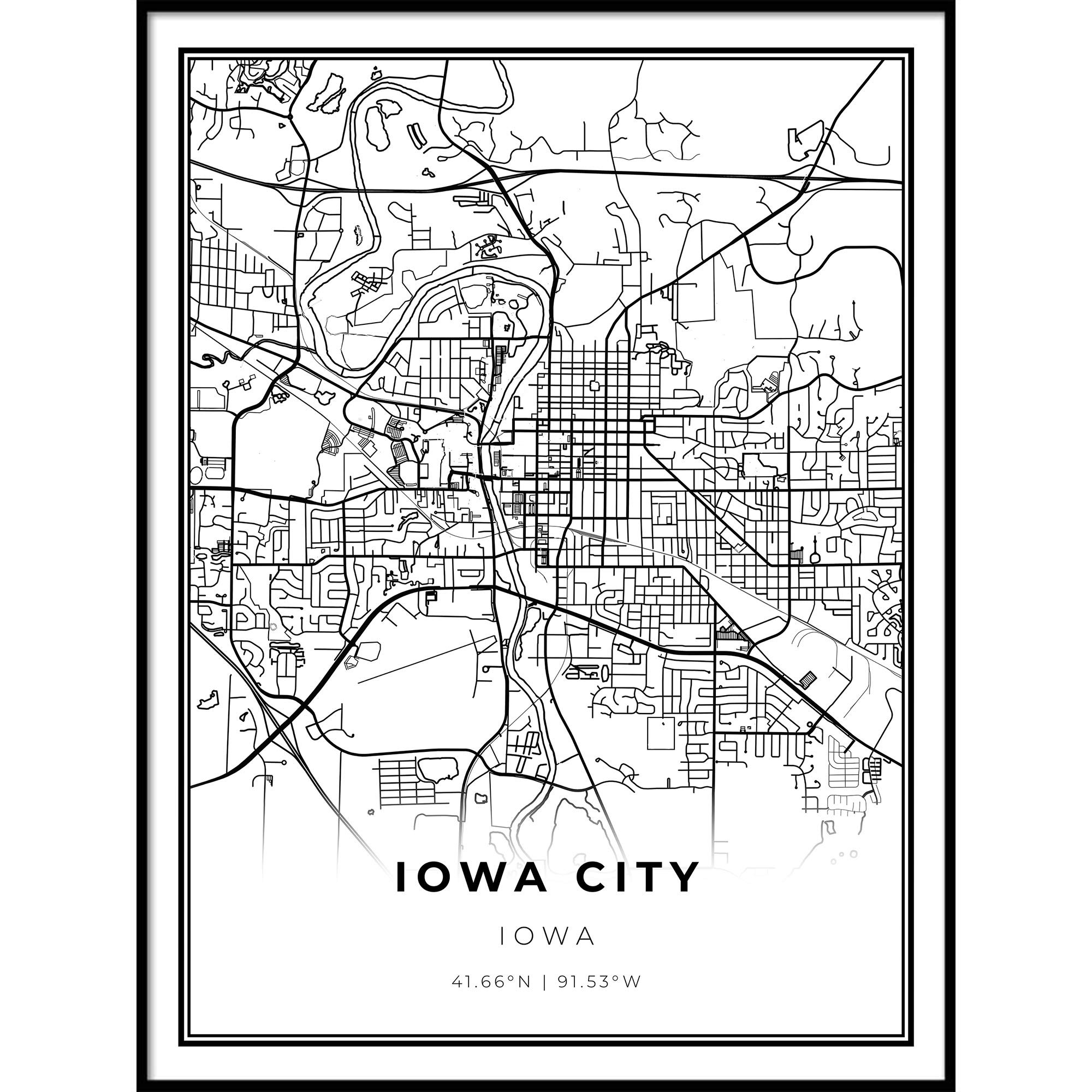 Amazon Skanndi Iowa City Map Print Iowa IA USA Map Art Poster UI UIowa Modern Wall Art Street Map Artwork 24x36 Posters Prints