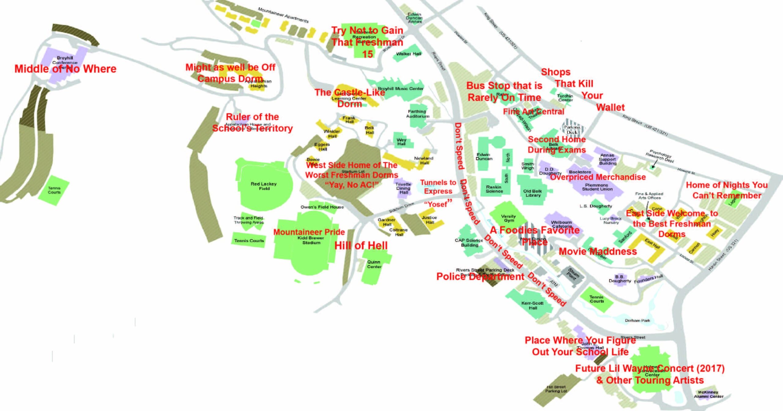 An Honest Map Of App State Because We All Know Boone Better Than Anyone Else