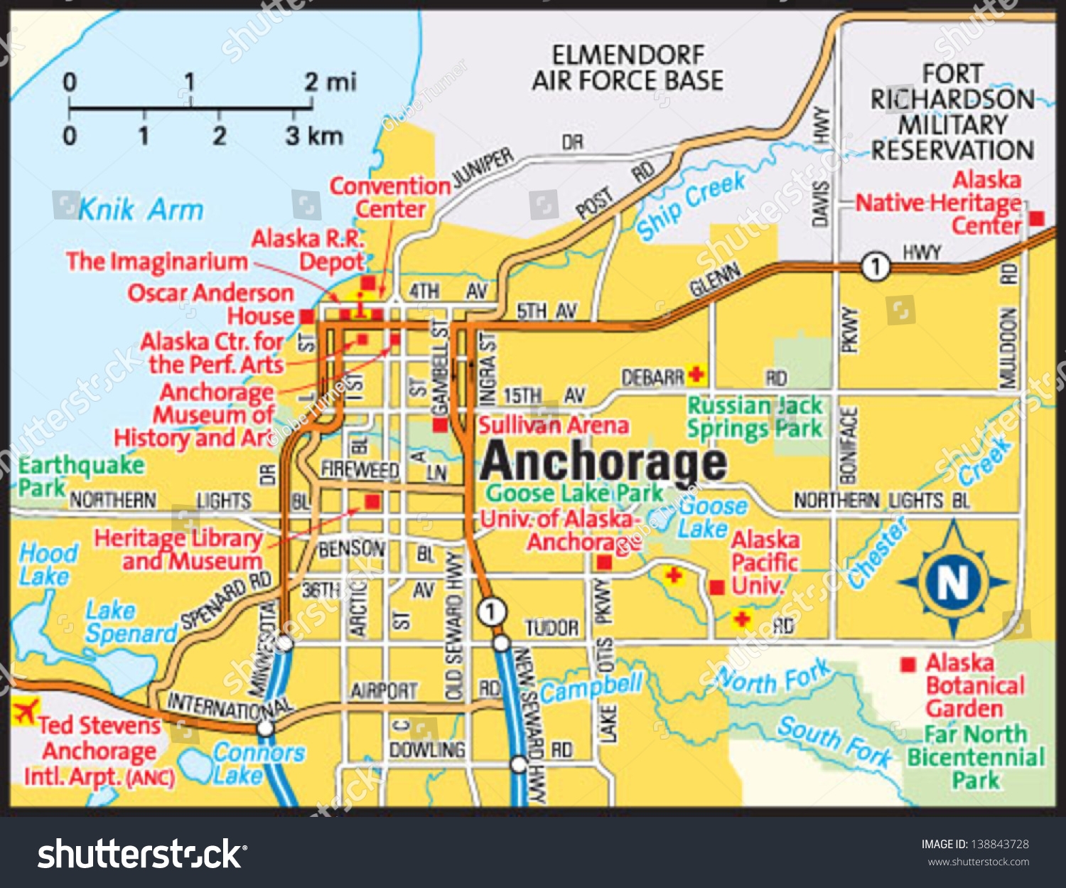 Anchorage Alaska Area Map Stock Vector Royalty Free 138843728 Shutterstock