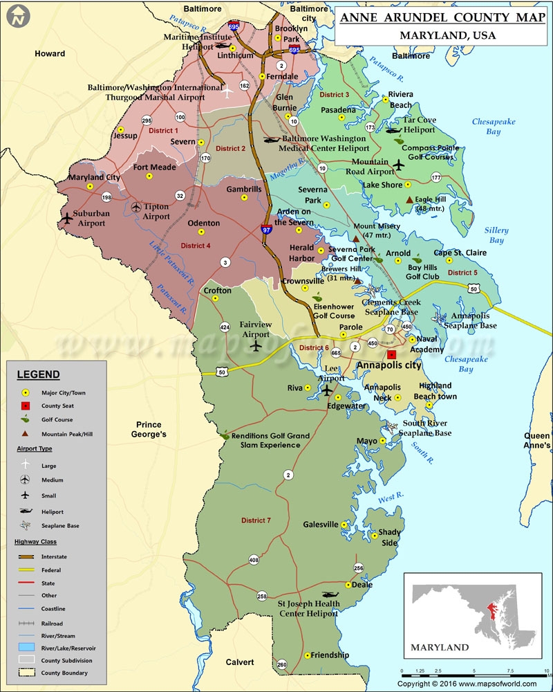 Anne Arundel County Map Maryland
