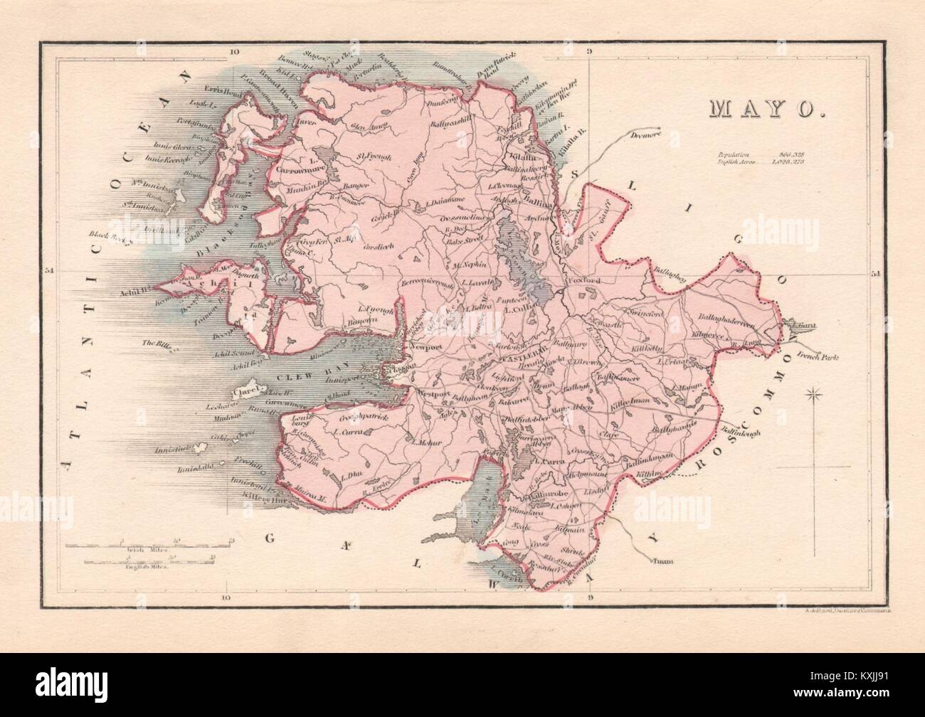 Antique MAYO County Map By Alfred ADLARD Ireland C1841 Old Chart Stock Photo Alamy
