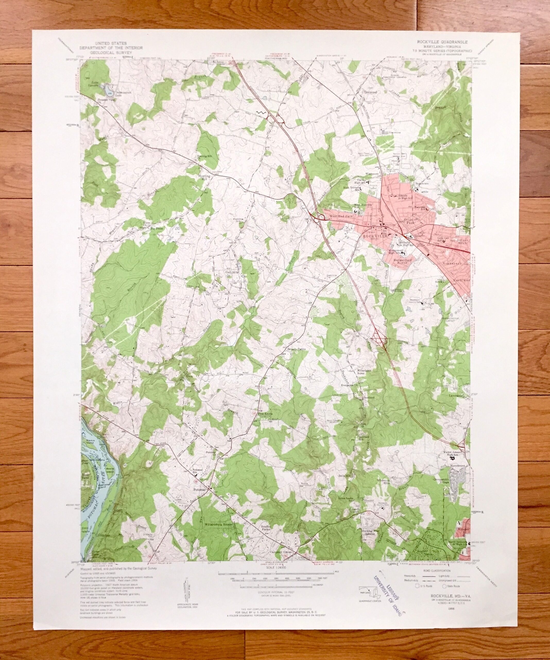 Antique Rockville Maryland 1956 US Geological Survey Topographic Map Montgomery County Derwood Hunting Hill MD Fairfax County VA Etsy Canada