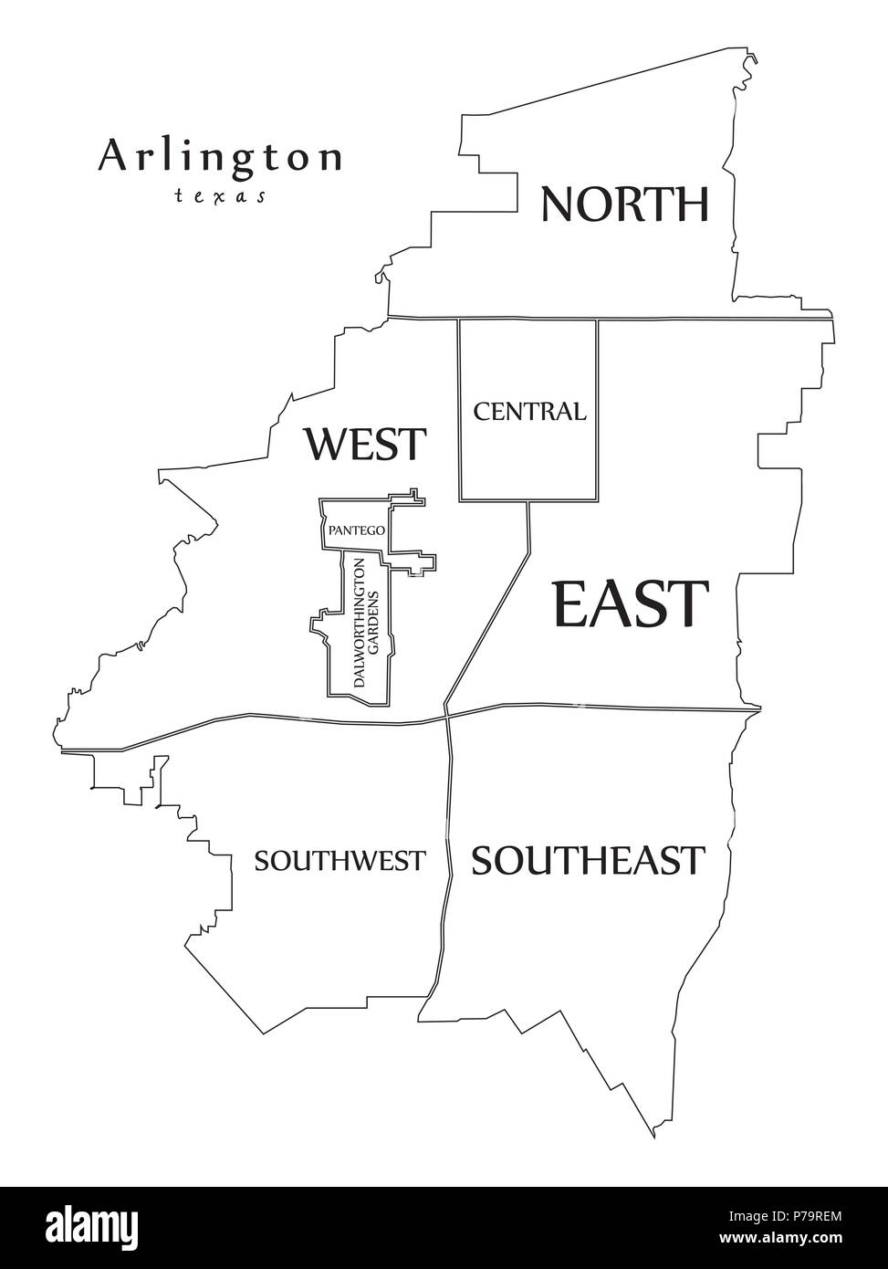 Arlington City Map Black And White Stock Photos Images Alamy