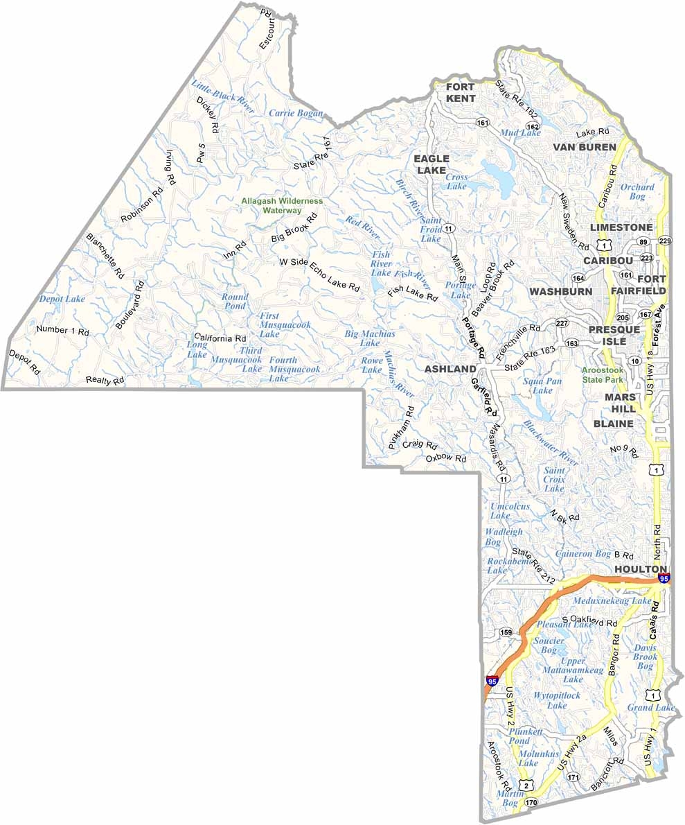 Aroostook County Map Maine US County Maps