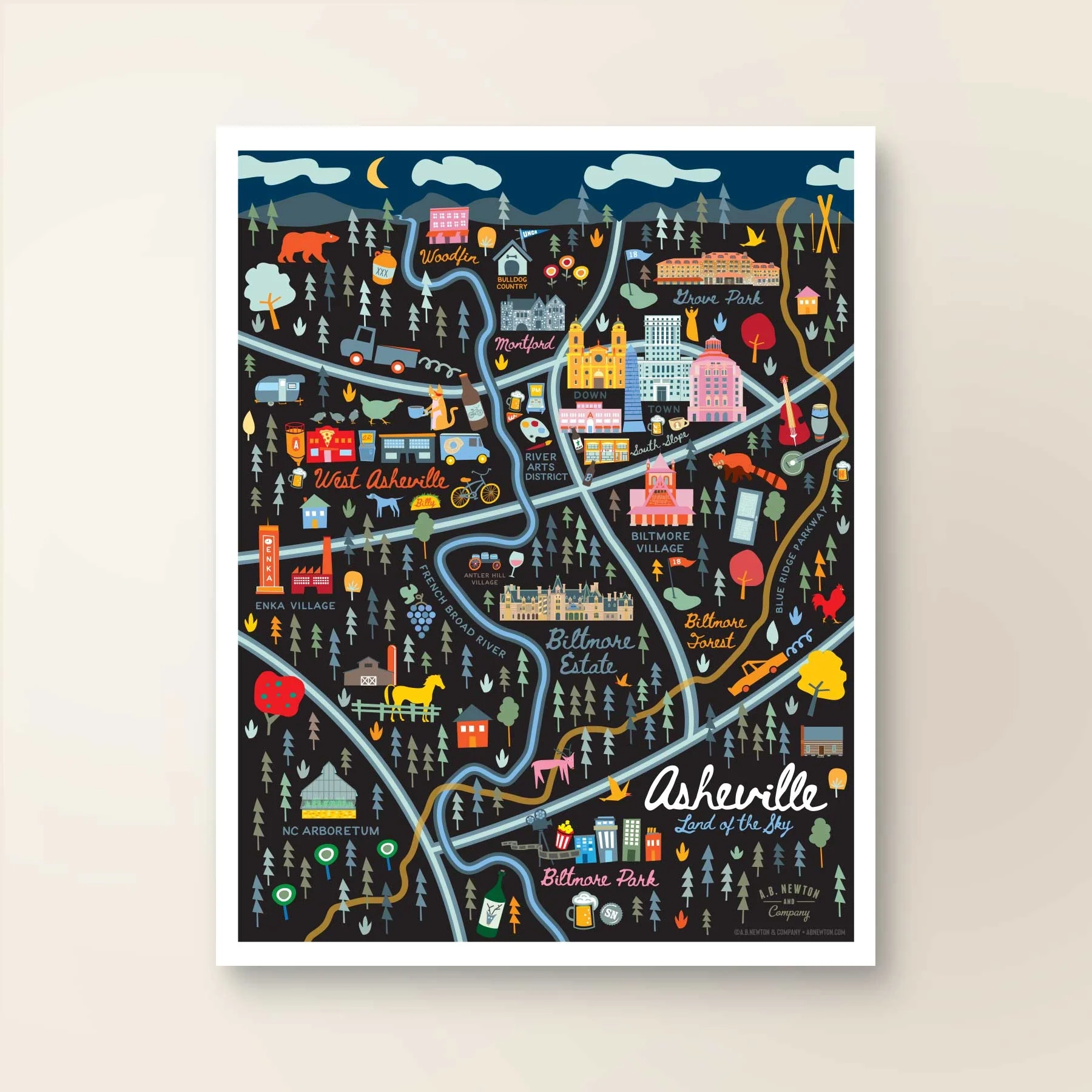 ASHEVILLE NC City Map Art Print