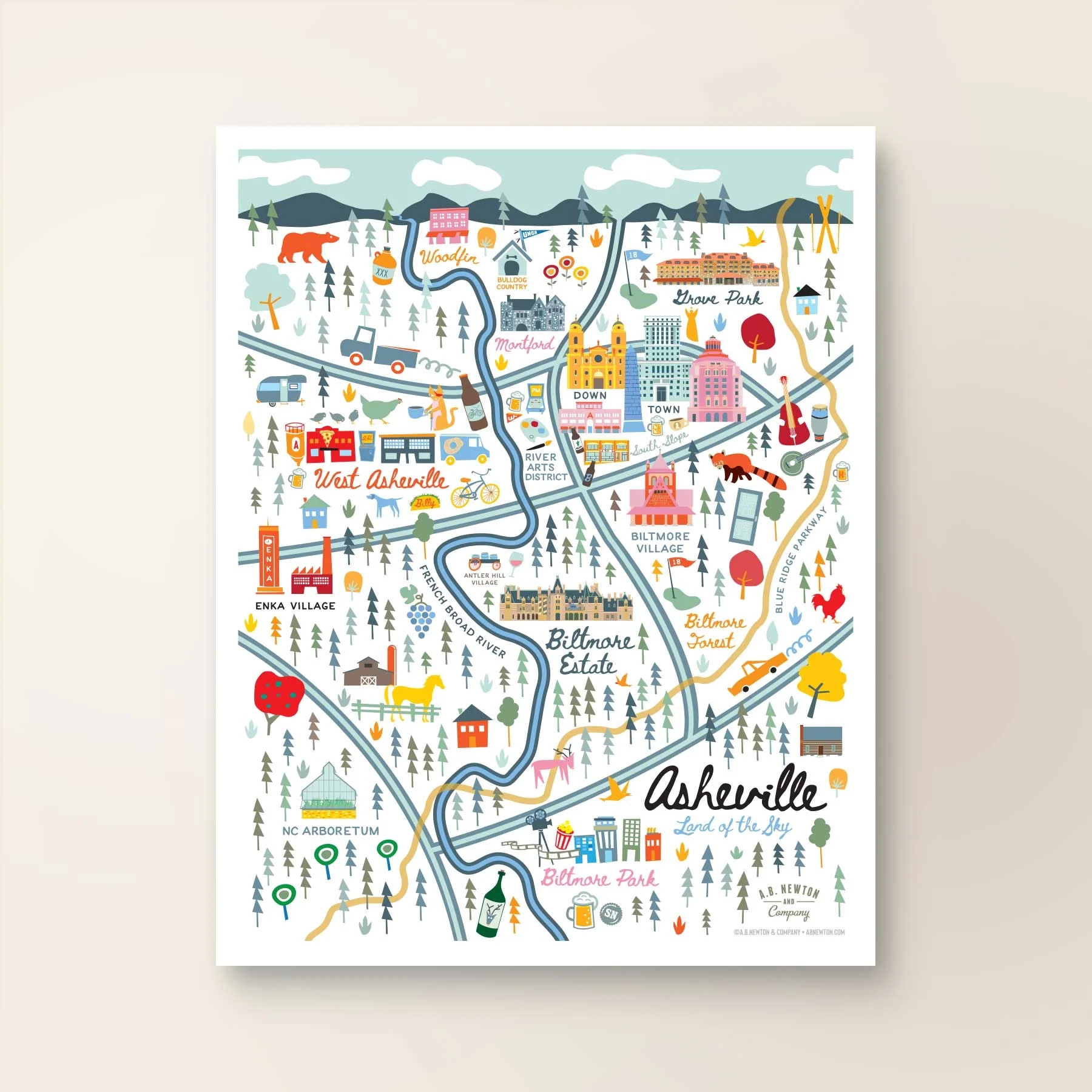 ASHEVILLE NC City Map Art Print