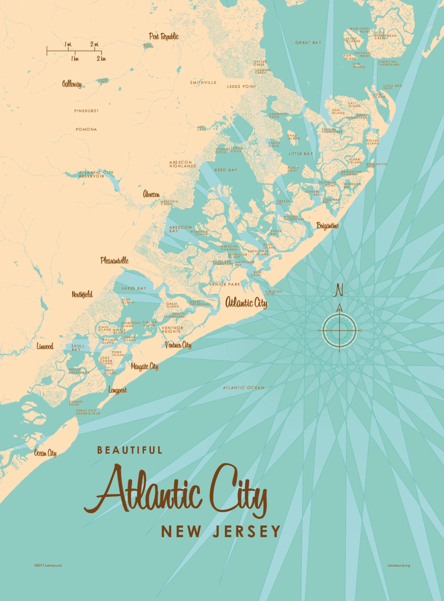 Atlantic City NJ Shoreline Map Murals Your Way