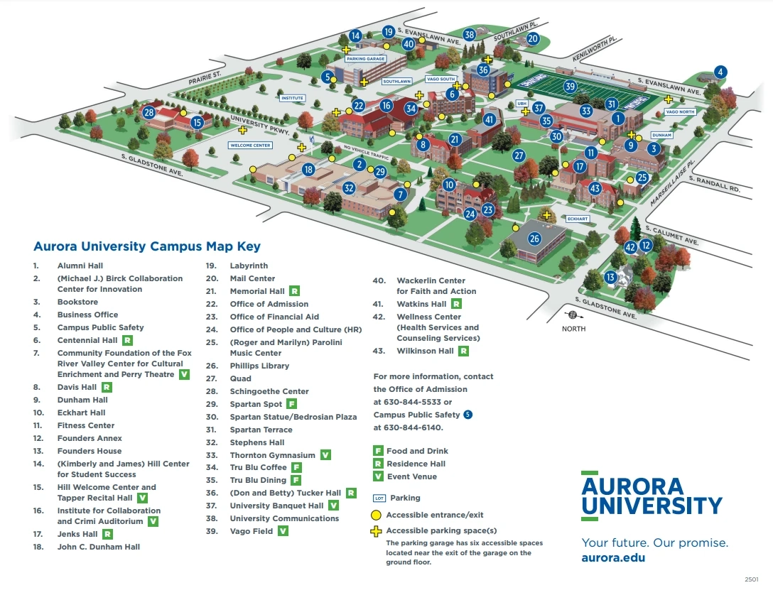 Aurora University Campus Map 2025 2024 All Maps