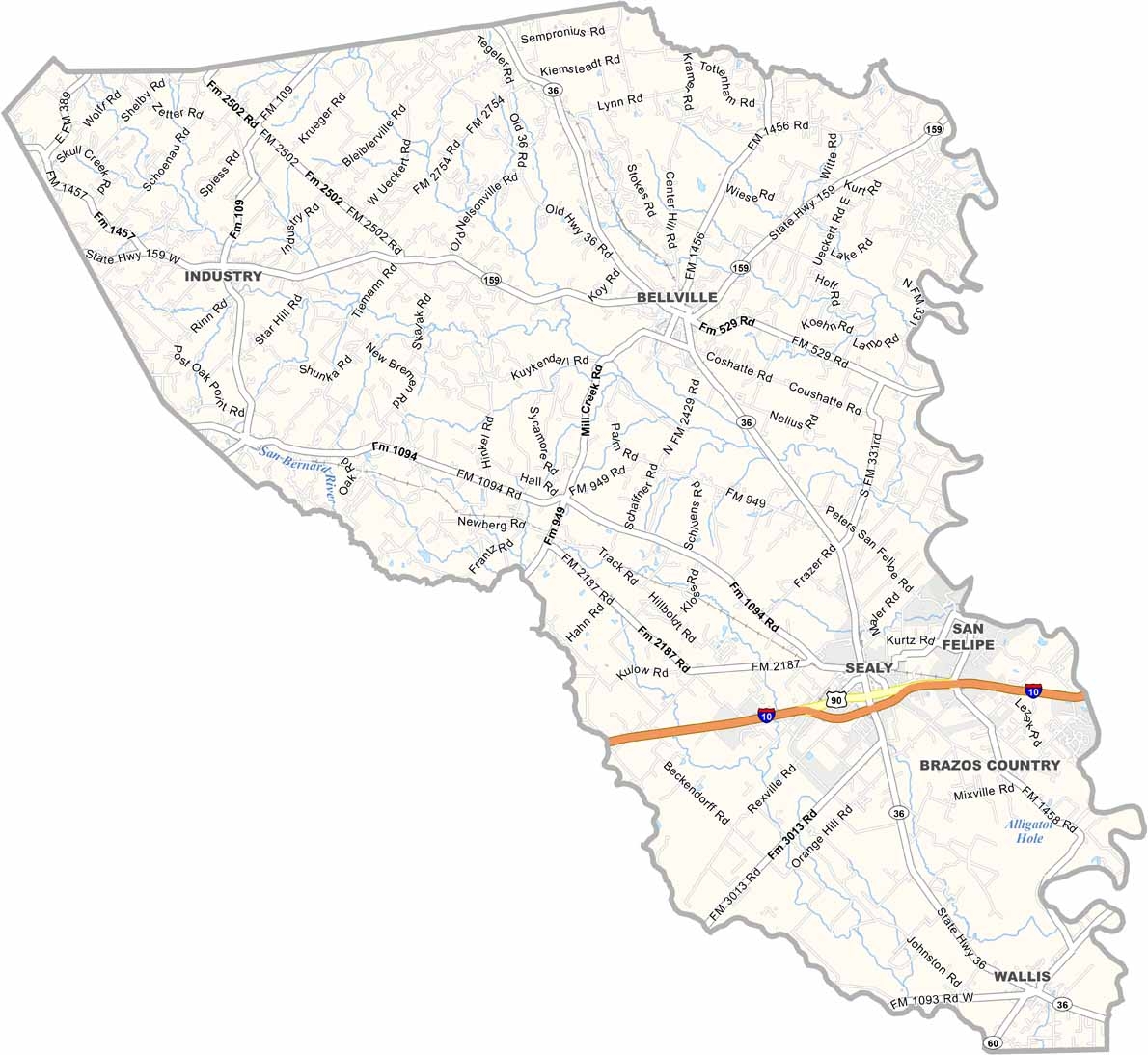 Austin County Map Texas US County Maps Austin County Map Texas US County Maps