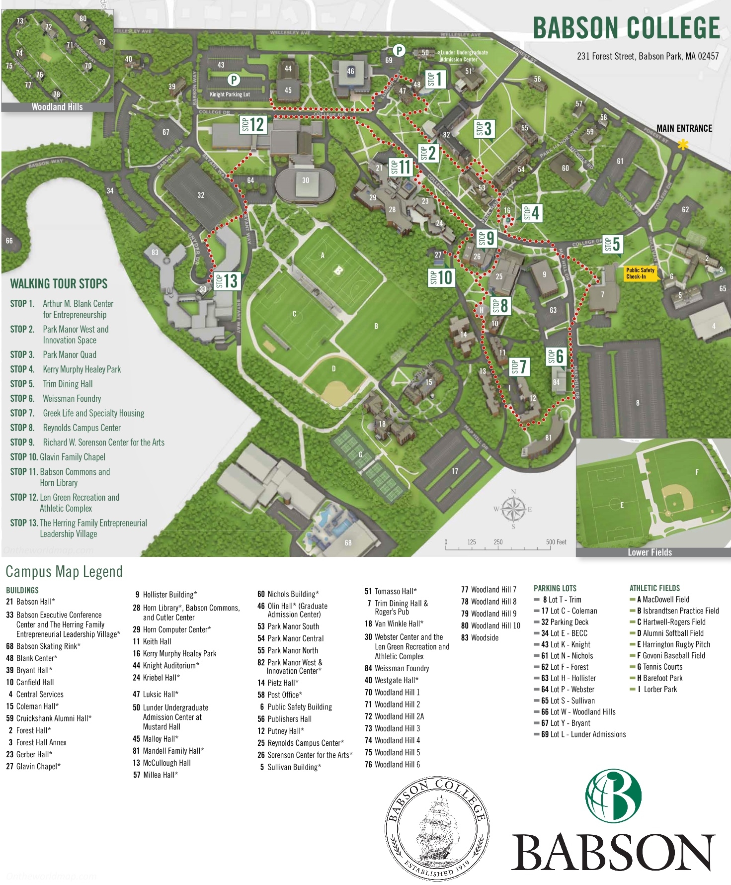 Babson College Campus Map Ontheworldmap Babson College Campus Map Ontheworldmap