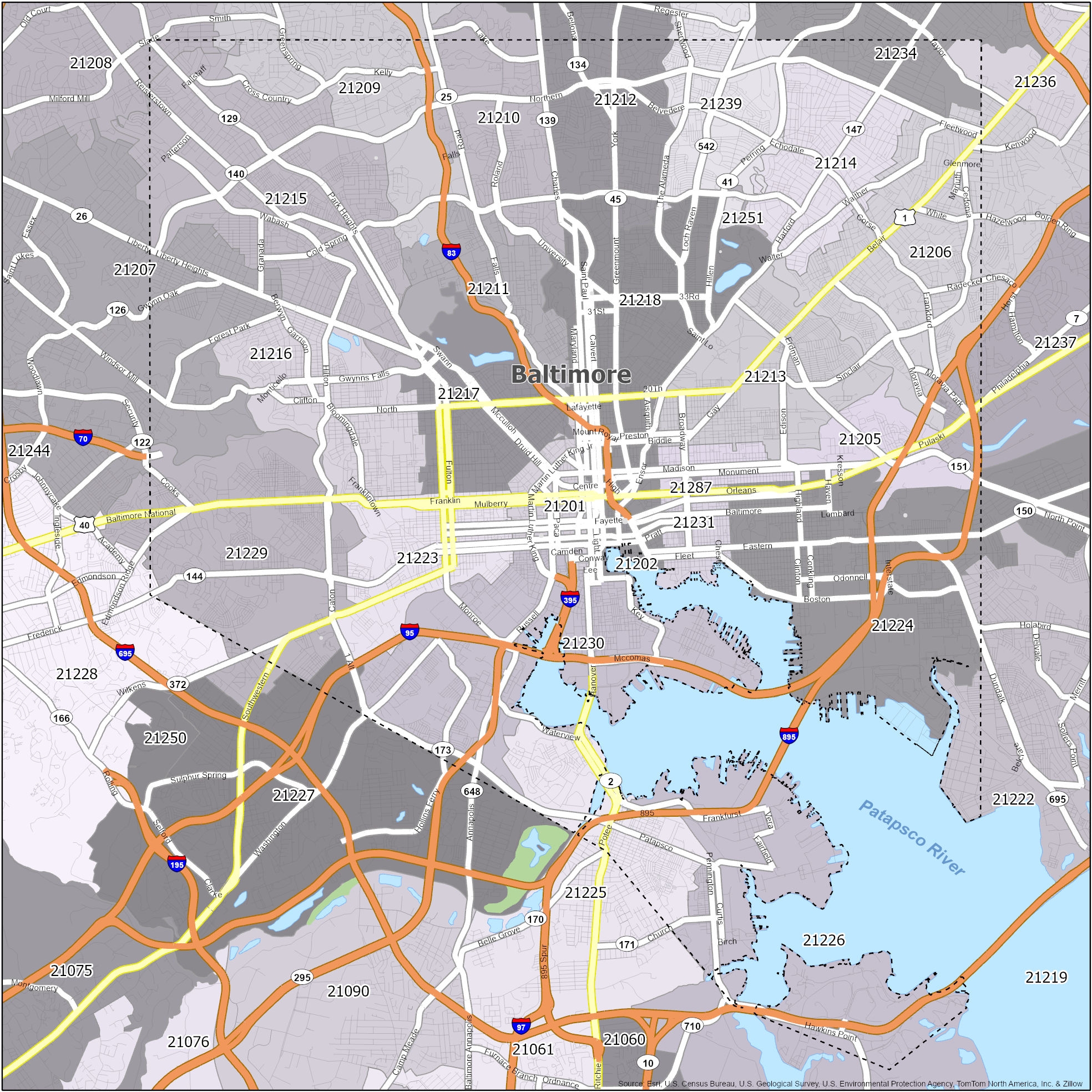 Baltimore Zip Code Map GIS Geography