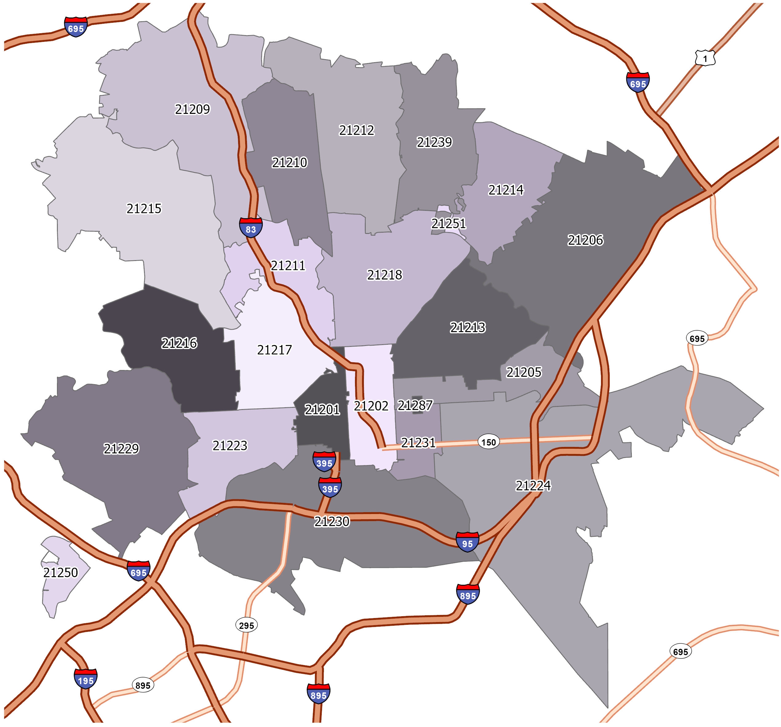 Baltimore Zip Code Map GIS Geography