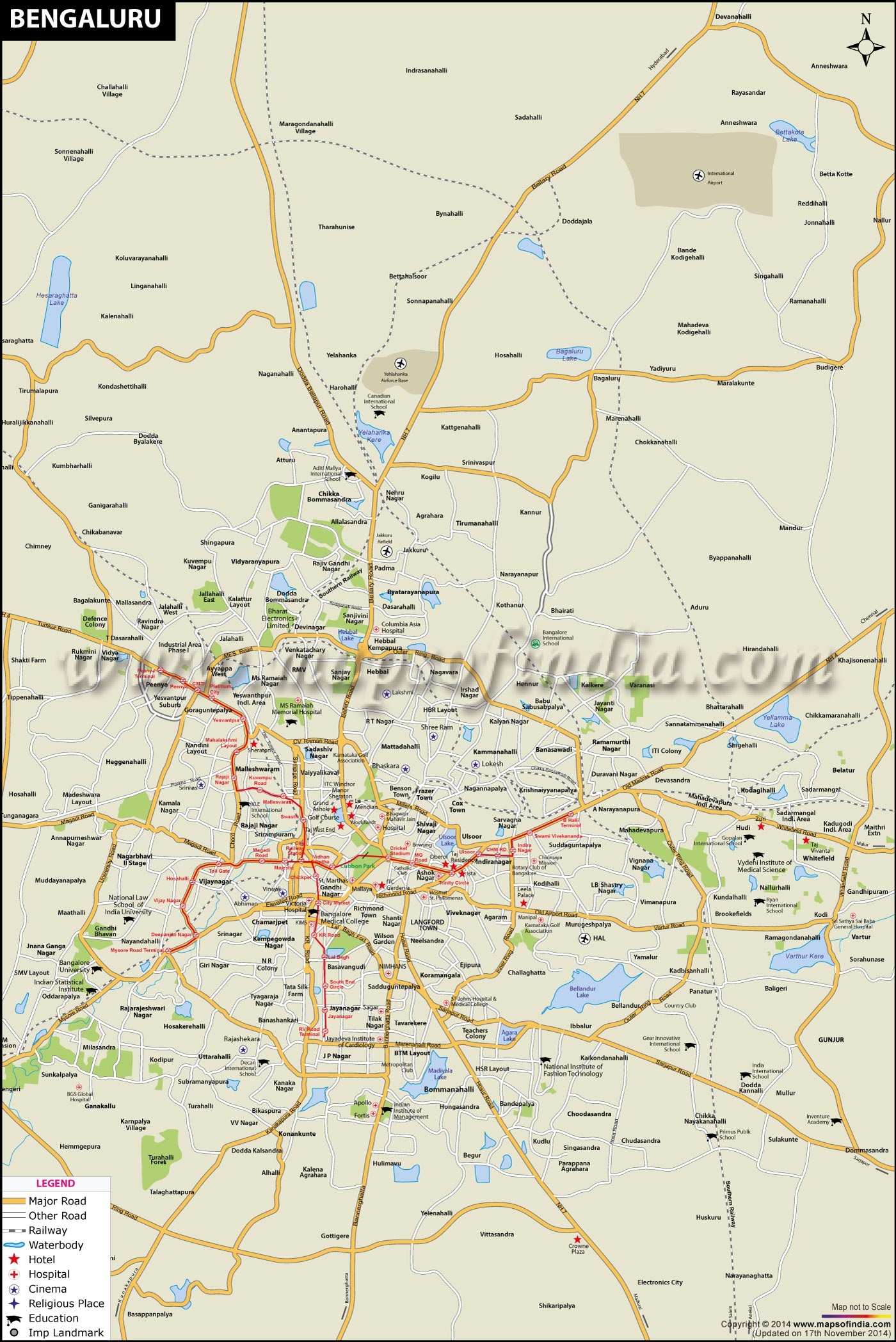 Bangalore Large City Map Bangalore Large City Map