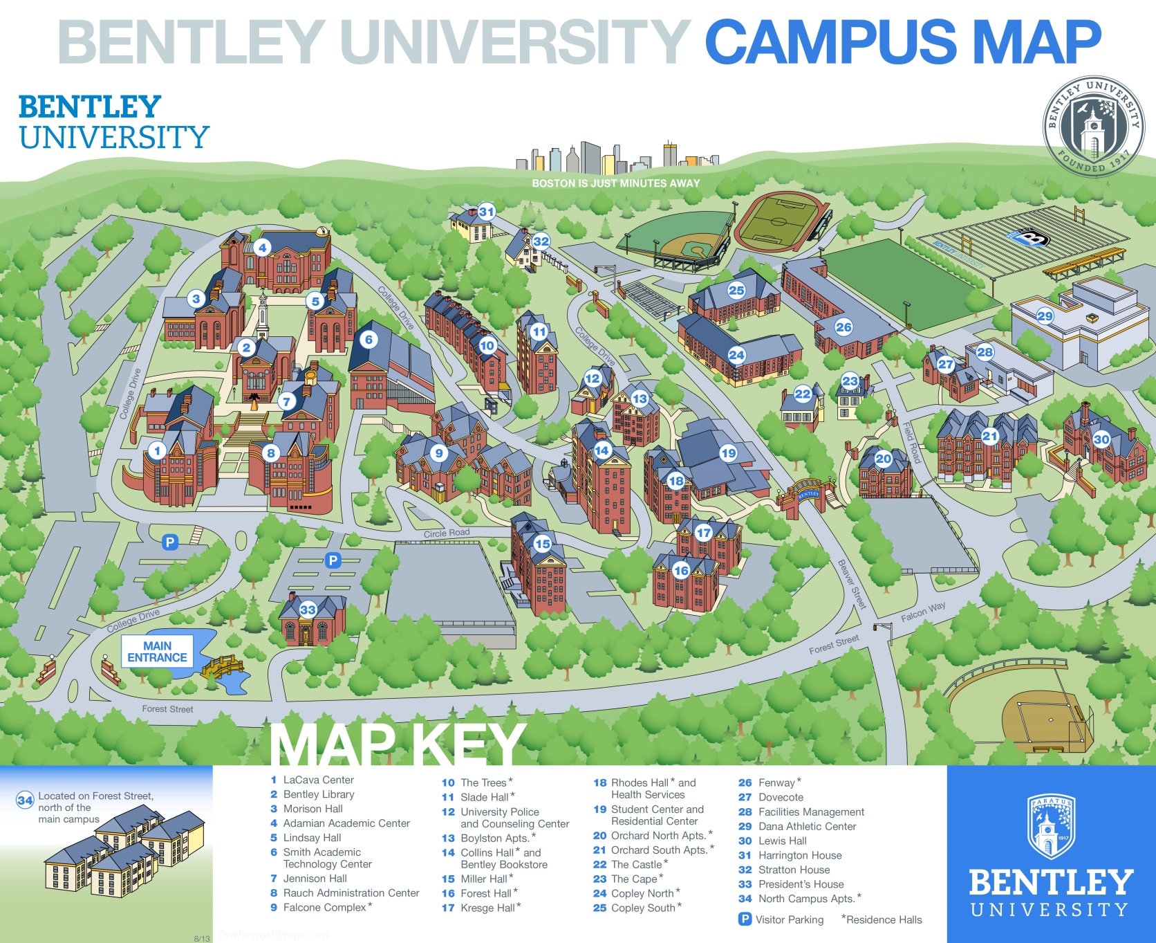 Bentley University Campus Map Ontheworldmap
