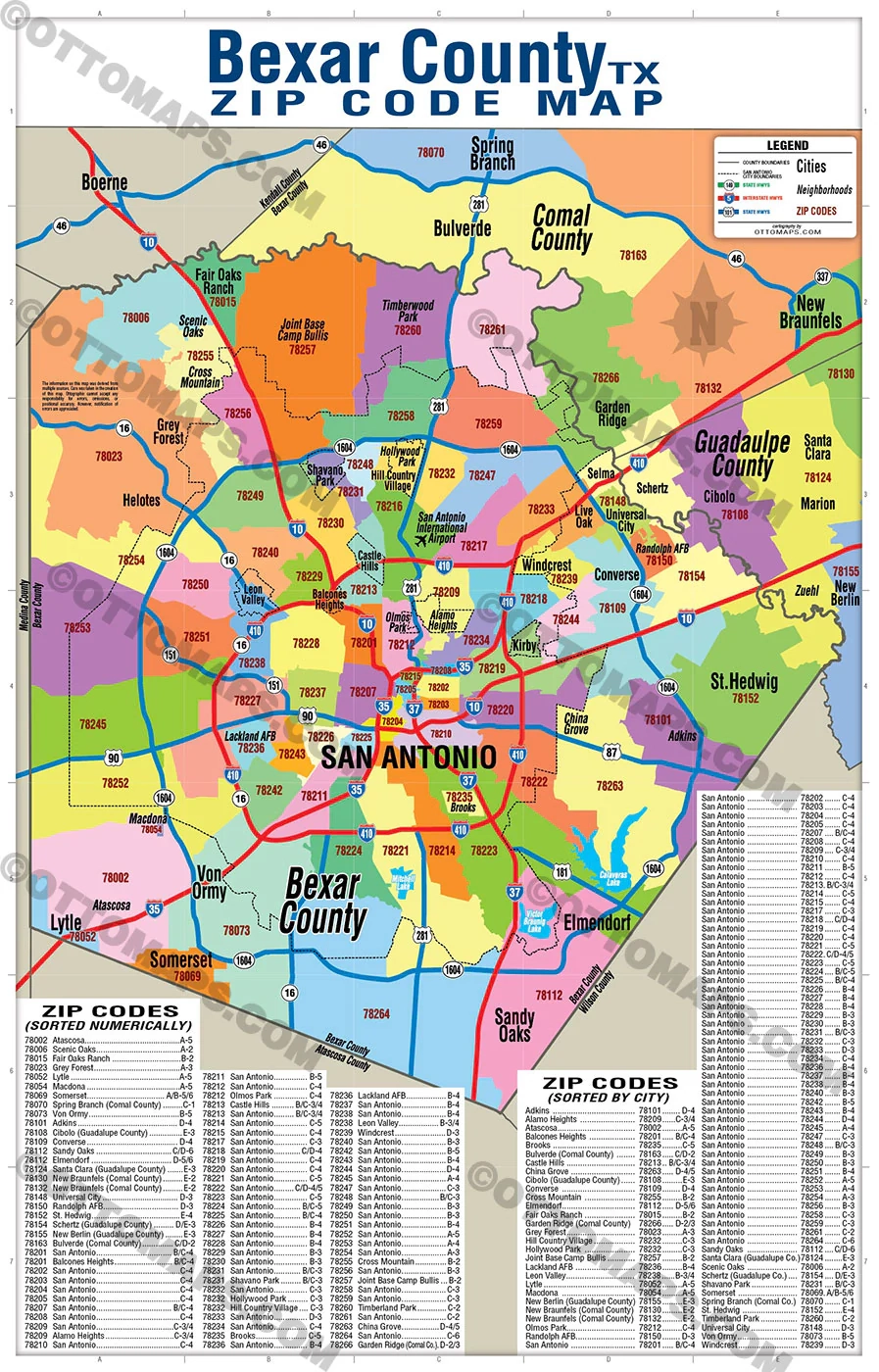 Bexar County Zip Code Map FILES PDF And AI Files Editable Vector Otto Maps