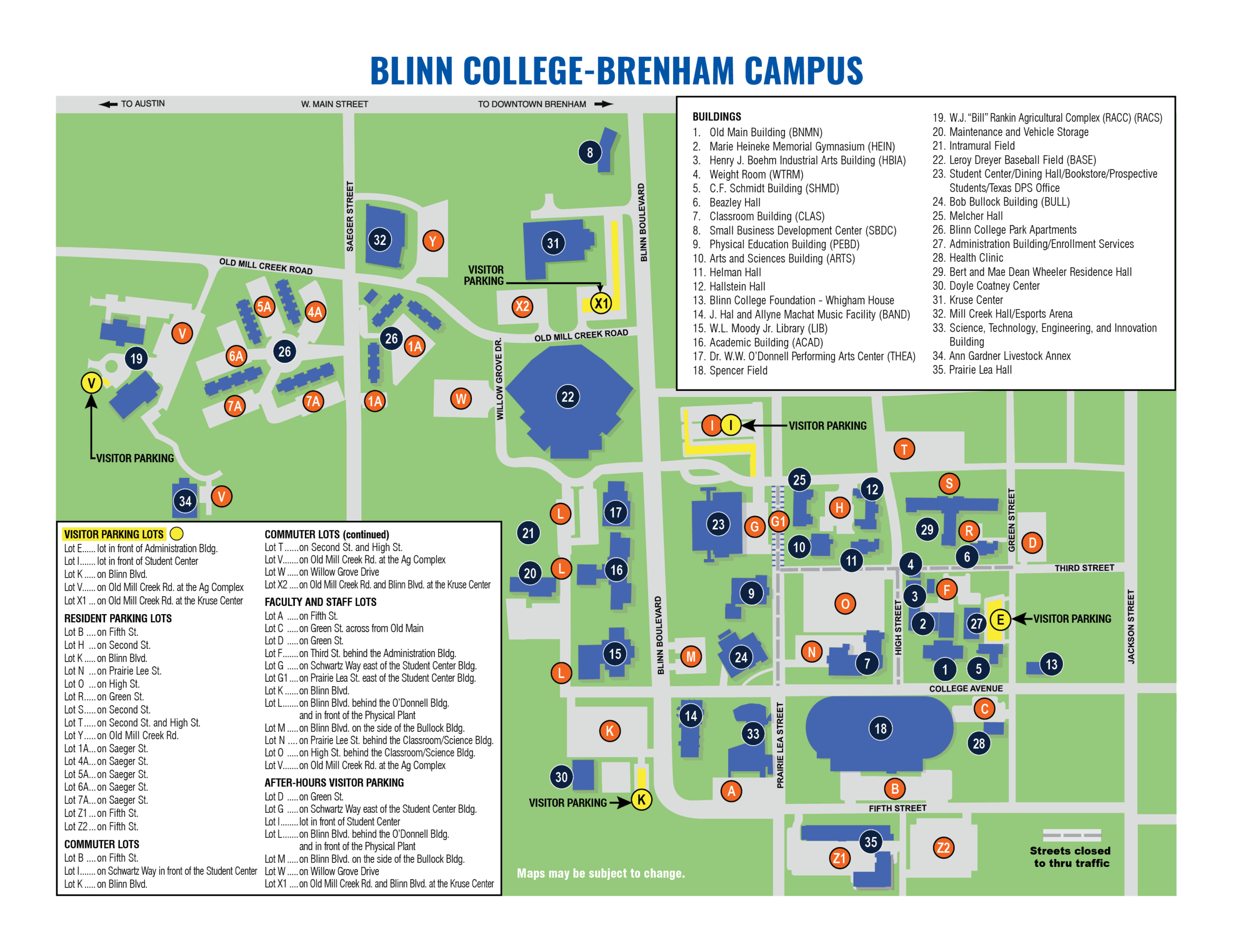Blinn College Brenham Campus Map Blinn College Brenham Campus Map