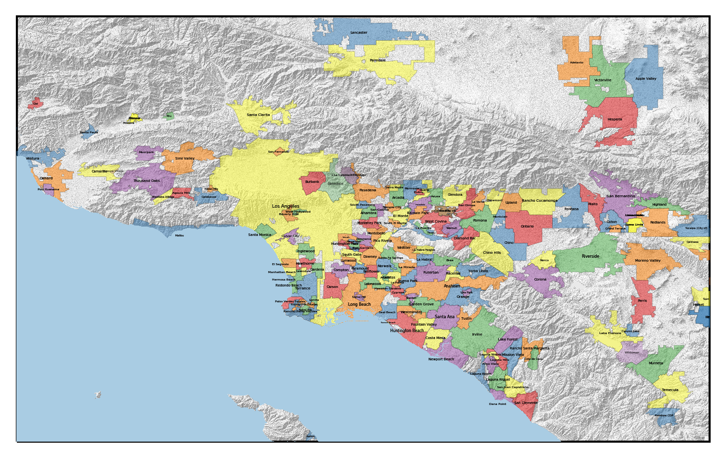 southern california map of cities