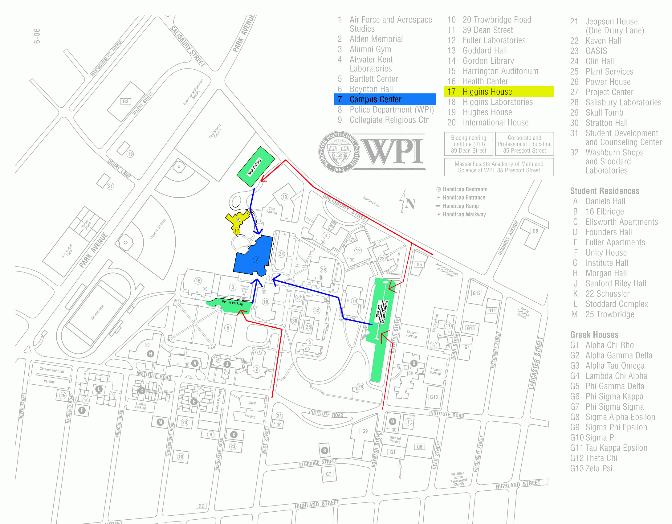 wpi worcester campus map wpi worcester campus map