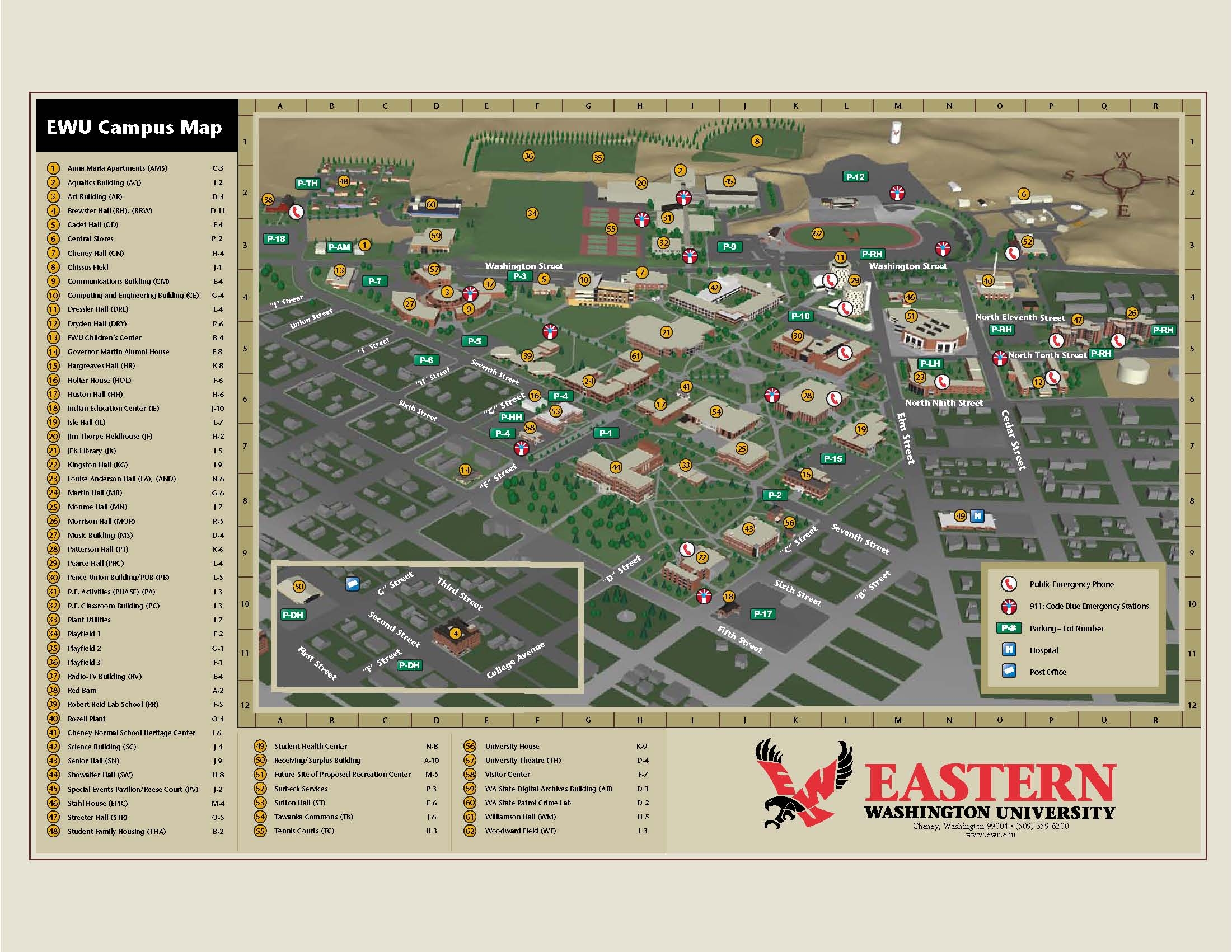 eastern washington campus map