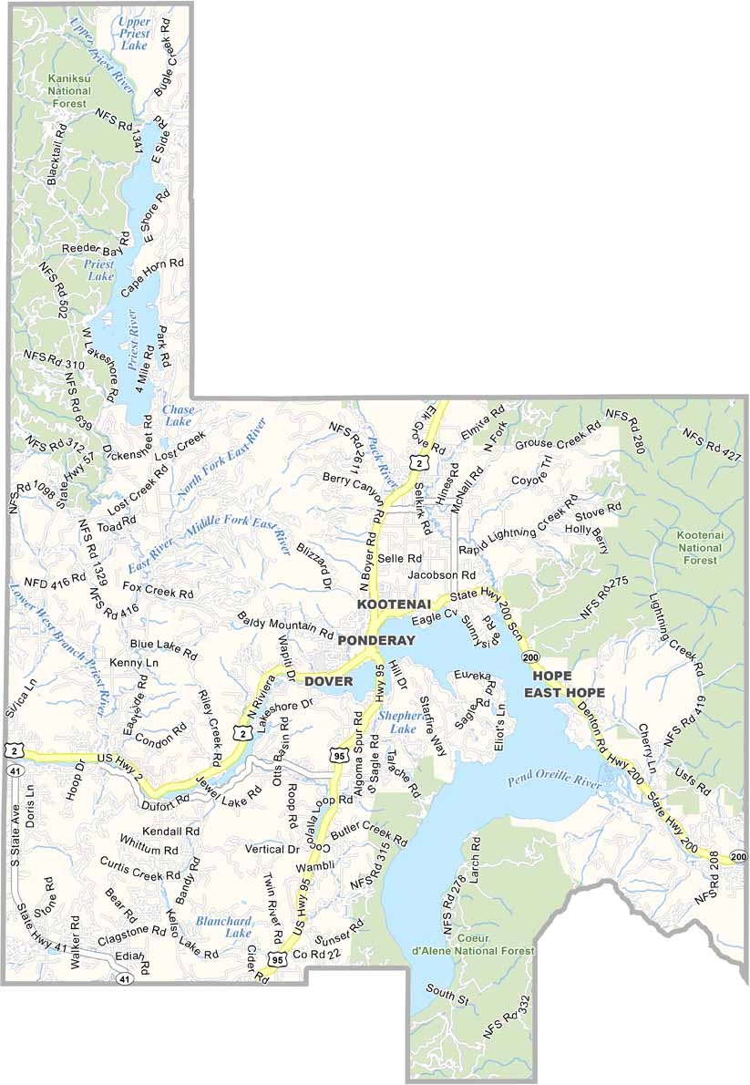 Bonner County Map Idaho US County Maps