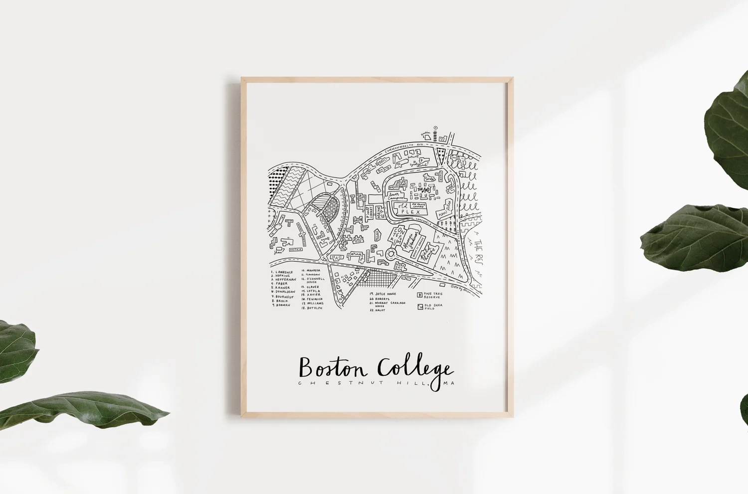 Boston College Chestnut Hill Campus Map Print BY ALEISHA
