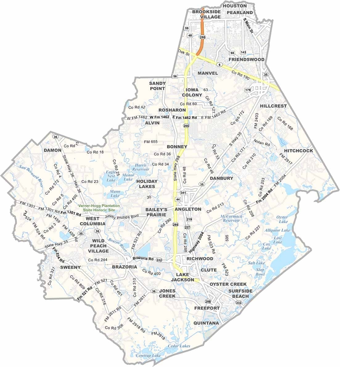 Brazoria County Map Texas US County Maps