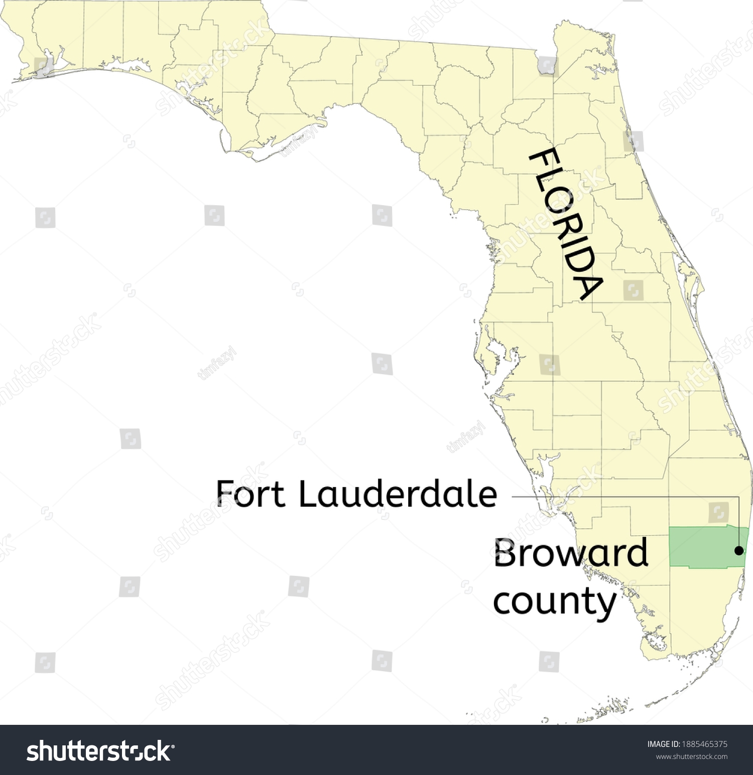 Broward County City Fort Lauderdale Location Stock Vector Royalty Free 1885465375 Shutterstock