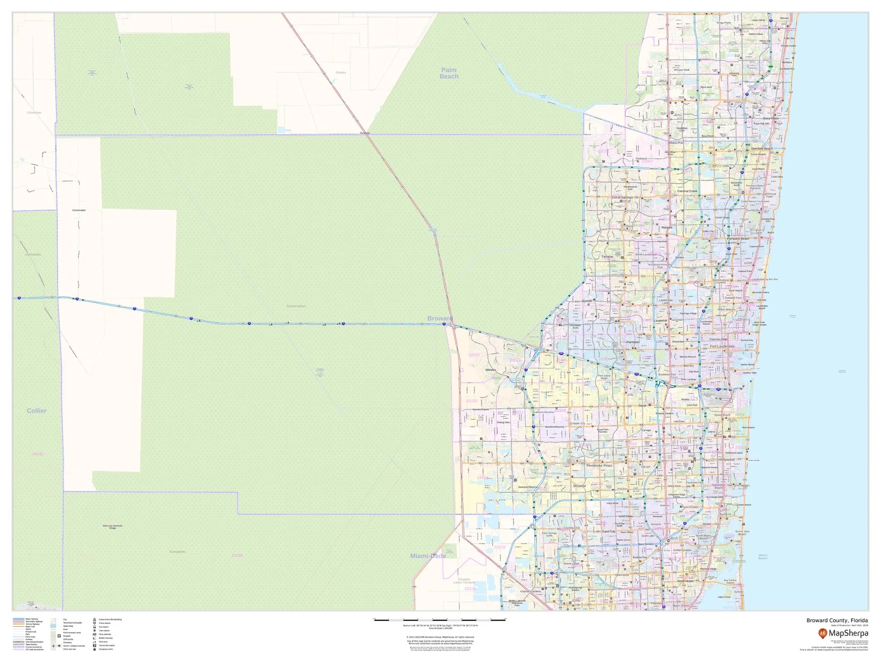 Broward County Wall Map American Map Store