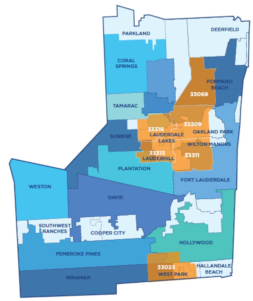 broward county map with cities