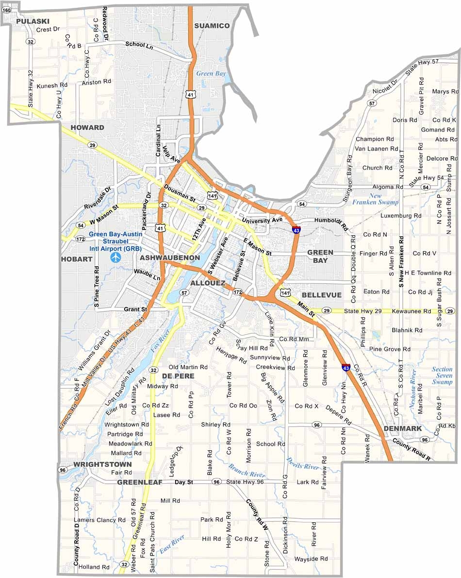 Brown County Map Wisconsin US County Maps Brown County Map Wisconsin US County Maps