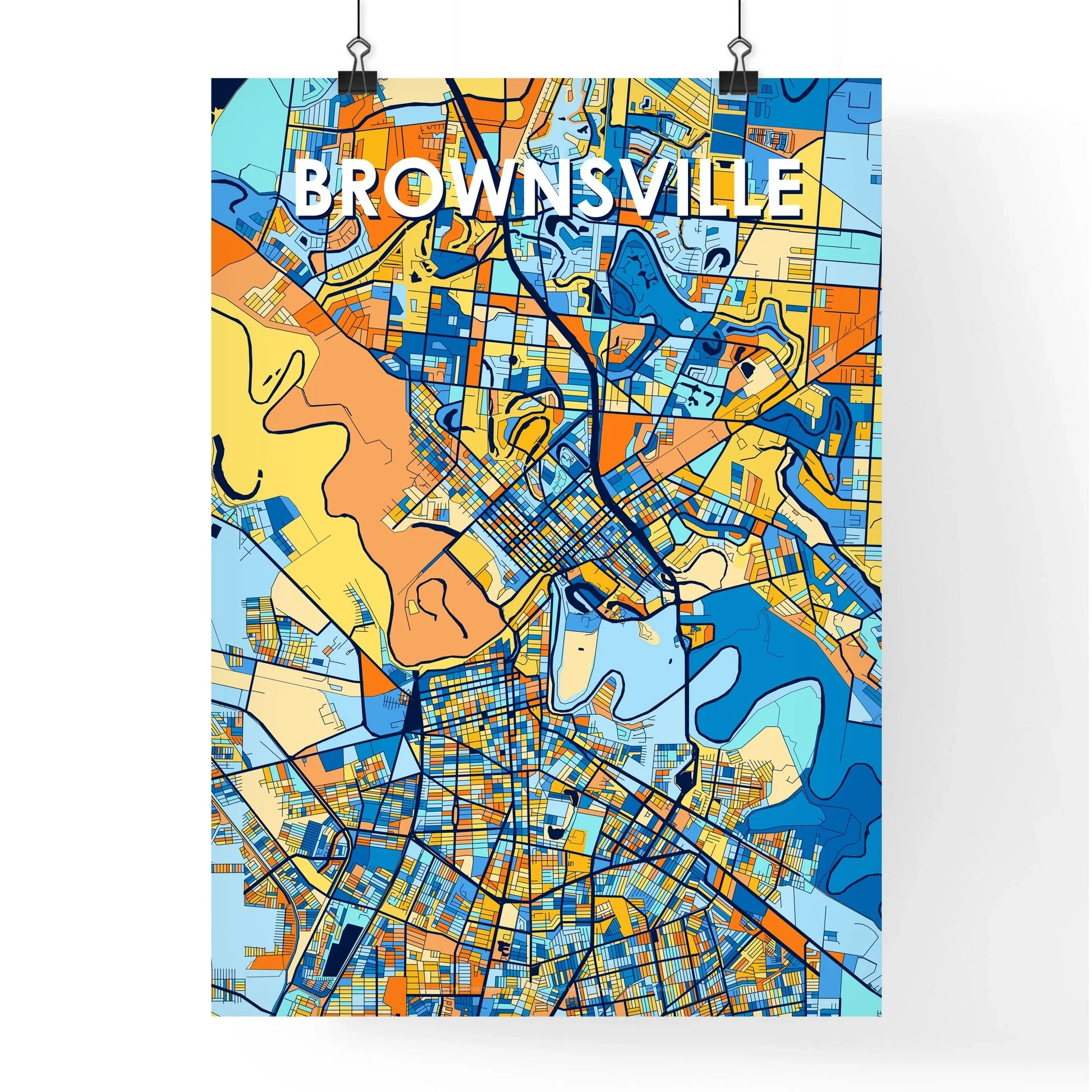 Brownsville Texas Vibrant Map Poster HEBSTREIT