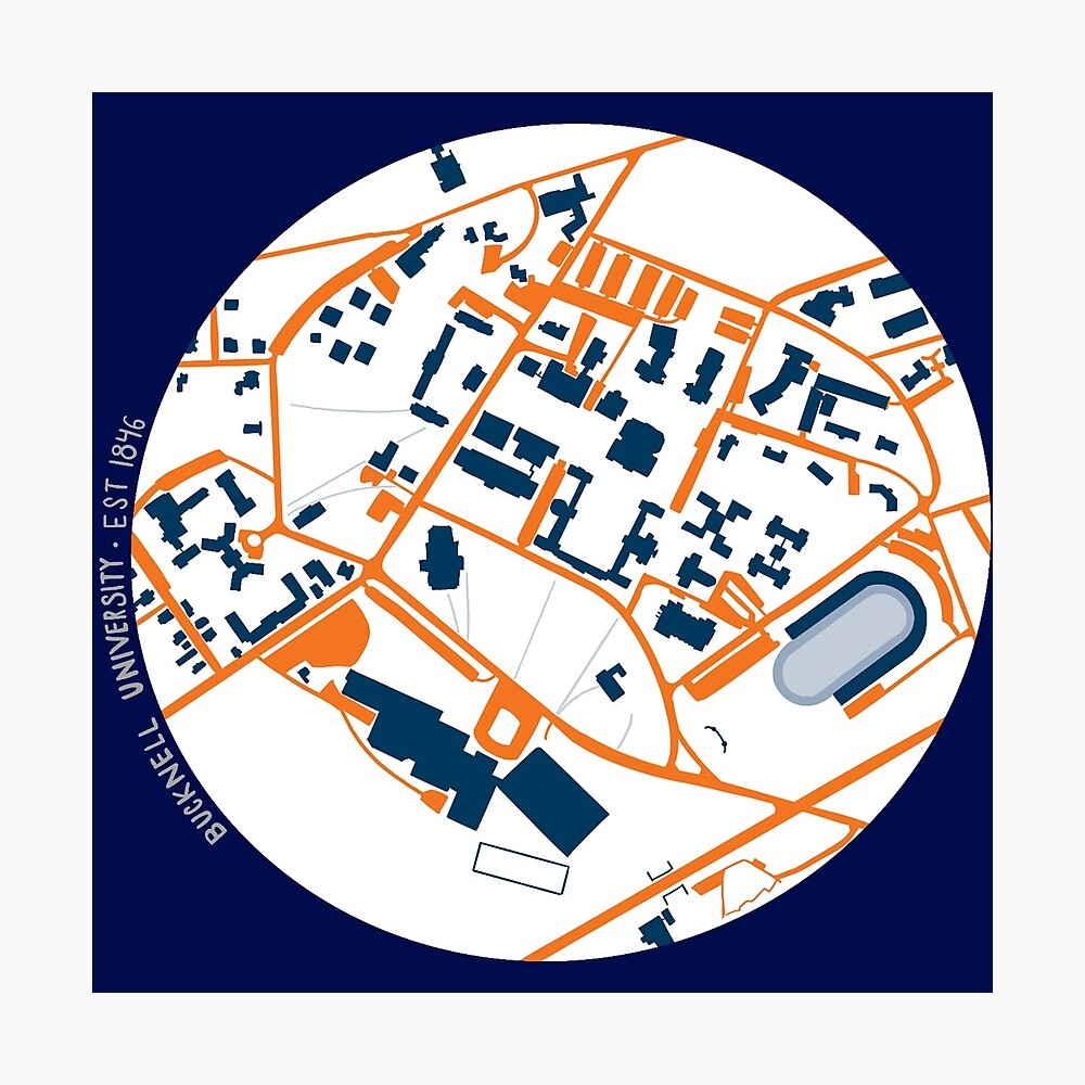 Bucknell Campus Map Poster For Sale By Briegot Redbubble