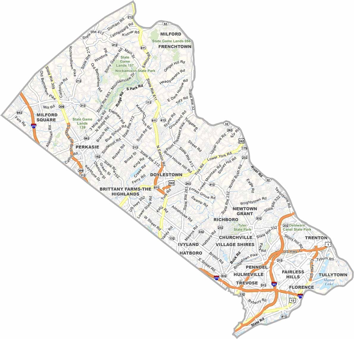 Bucks County Map Pennsylvania US County Maps