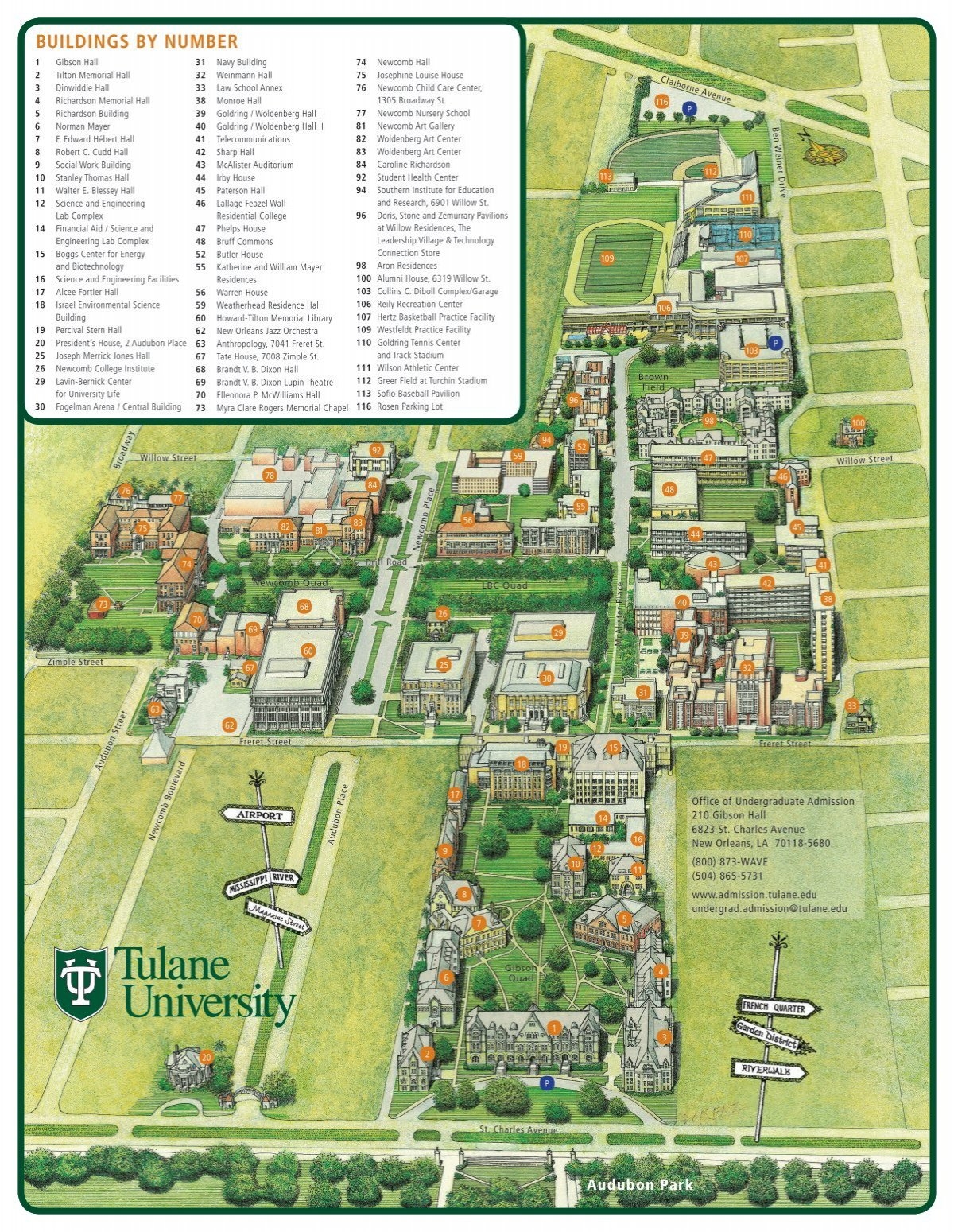 BUILDINGS BY NUMBER Tulane University Admission BUILDINGS BY NUMBER Tulane University Admission