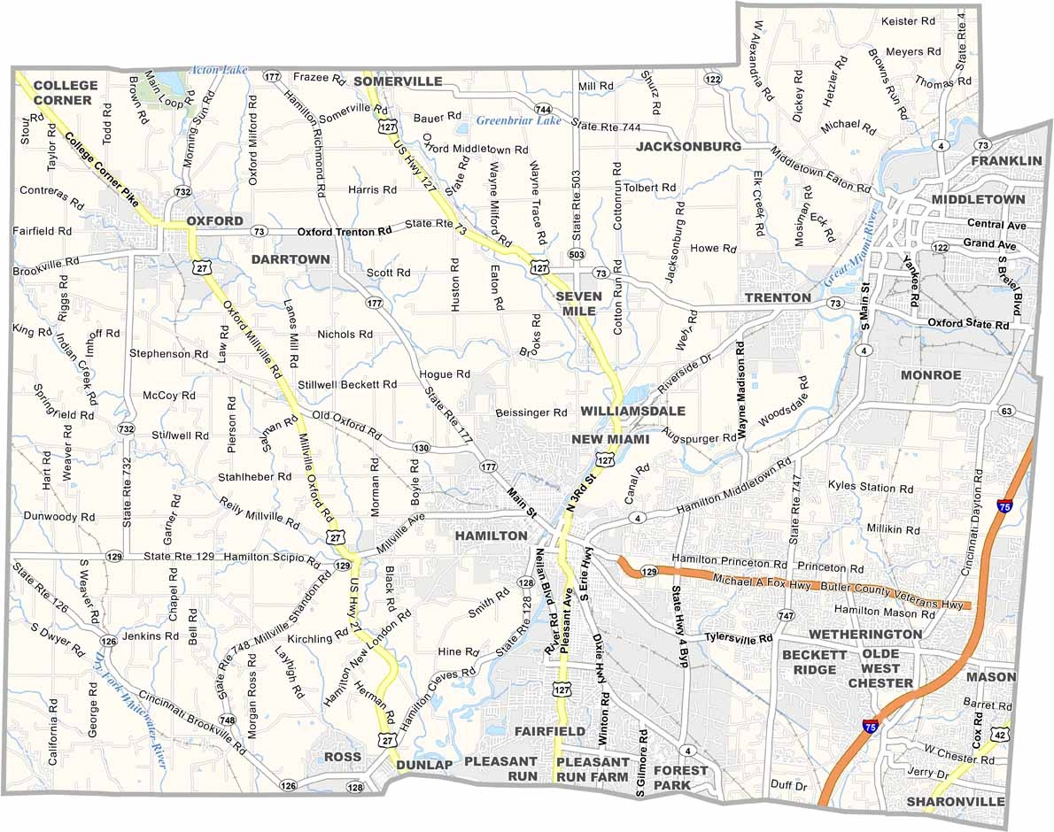 map of butler county