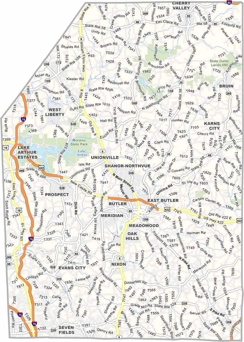 Butler County Map Pennsylvania US County Maps