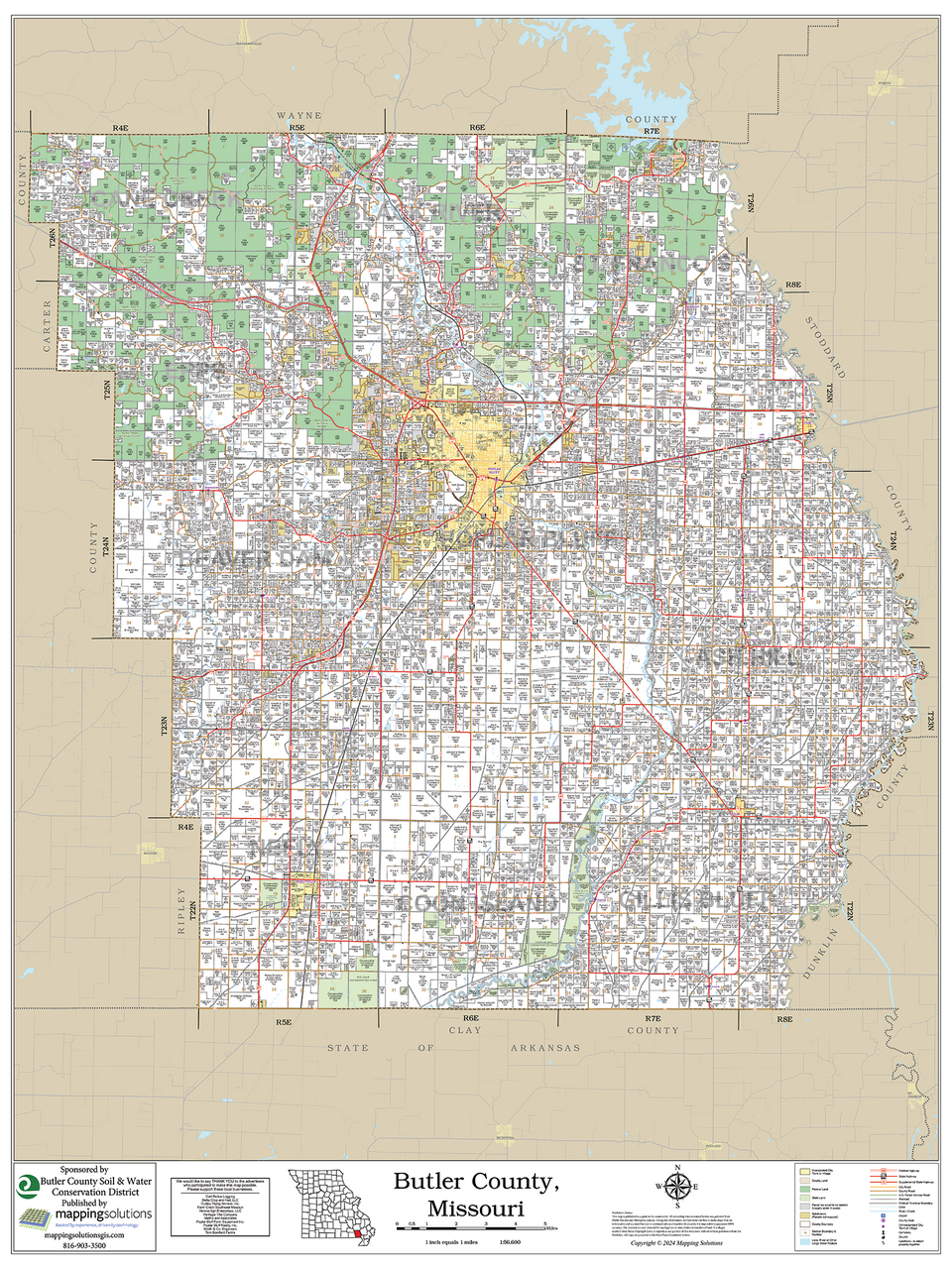Butler County Missouri 2024 Wall Map Mapping Solutions Butler County Missouri 2024 Wall Map Mapping Solutions